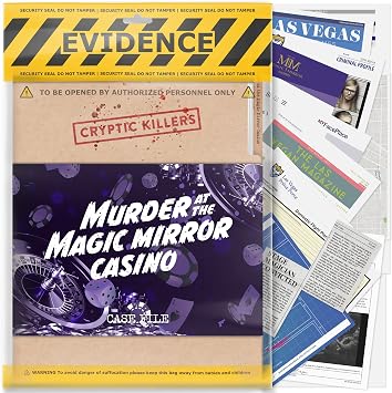 لعبة Cryptic Killers Unsolved Murder Mystery - Cold Case Files Investigation Evidence & Crime File - Individuals، Date Nights & Party Games- Murder at The Magic Mirror Casino