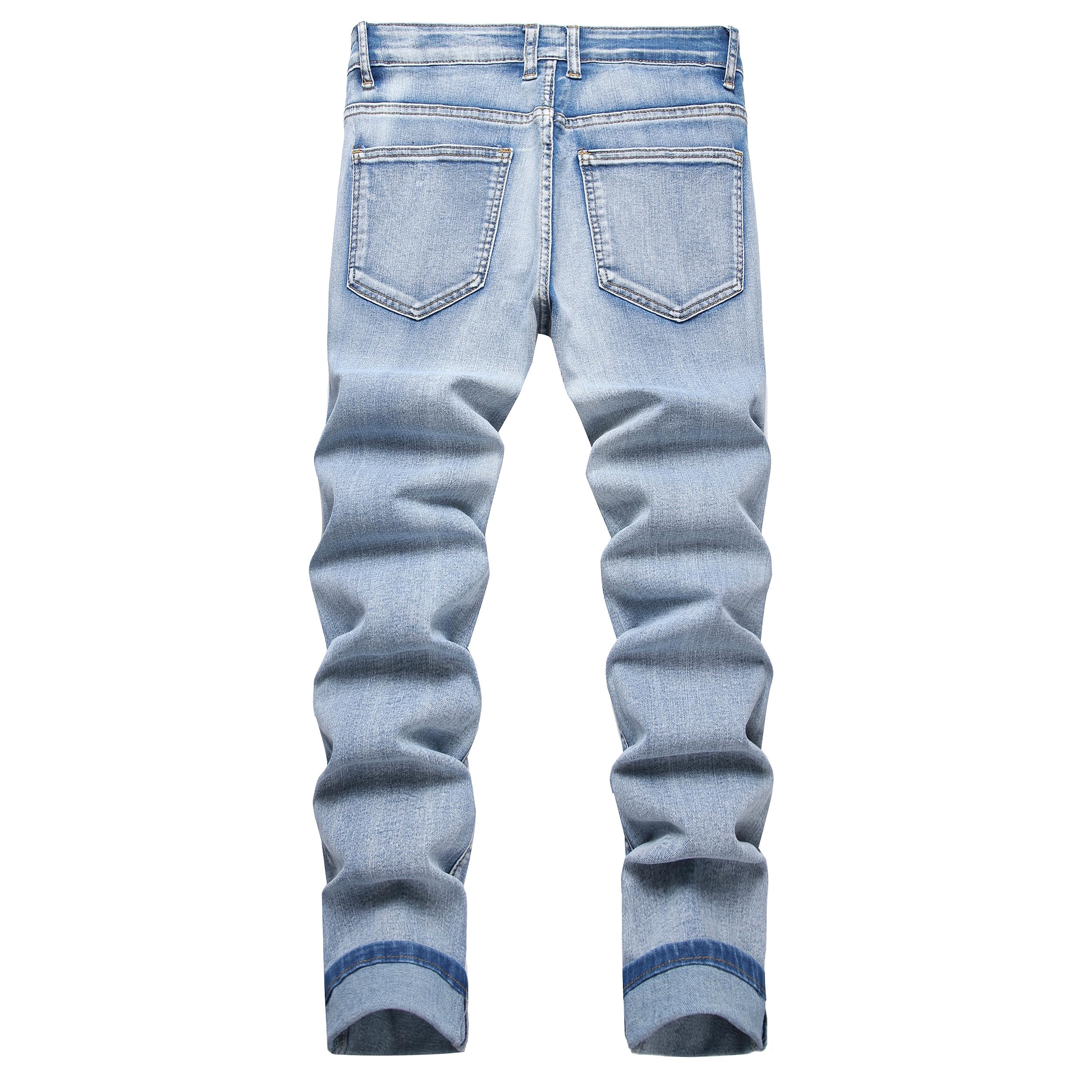 Jeans da motociclista slim fit da uomo, strappati, elasticizzati, distrutti, gamba dritta, pantaloni in denim da moto, Blu03., 28