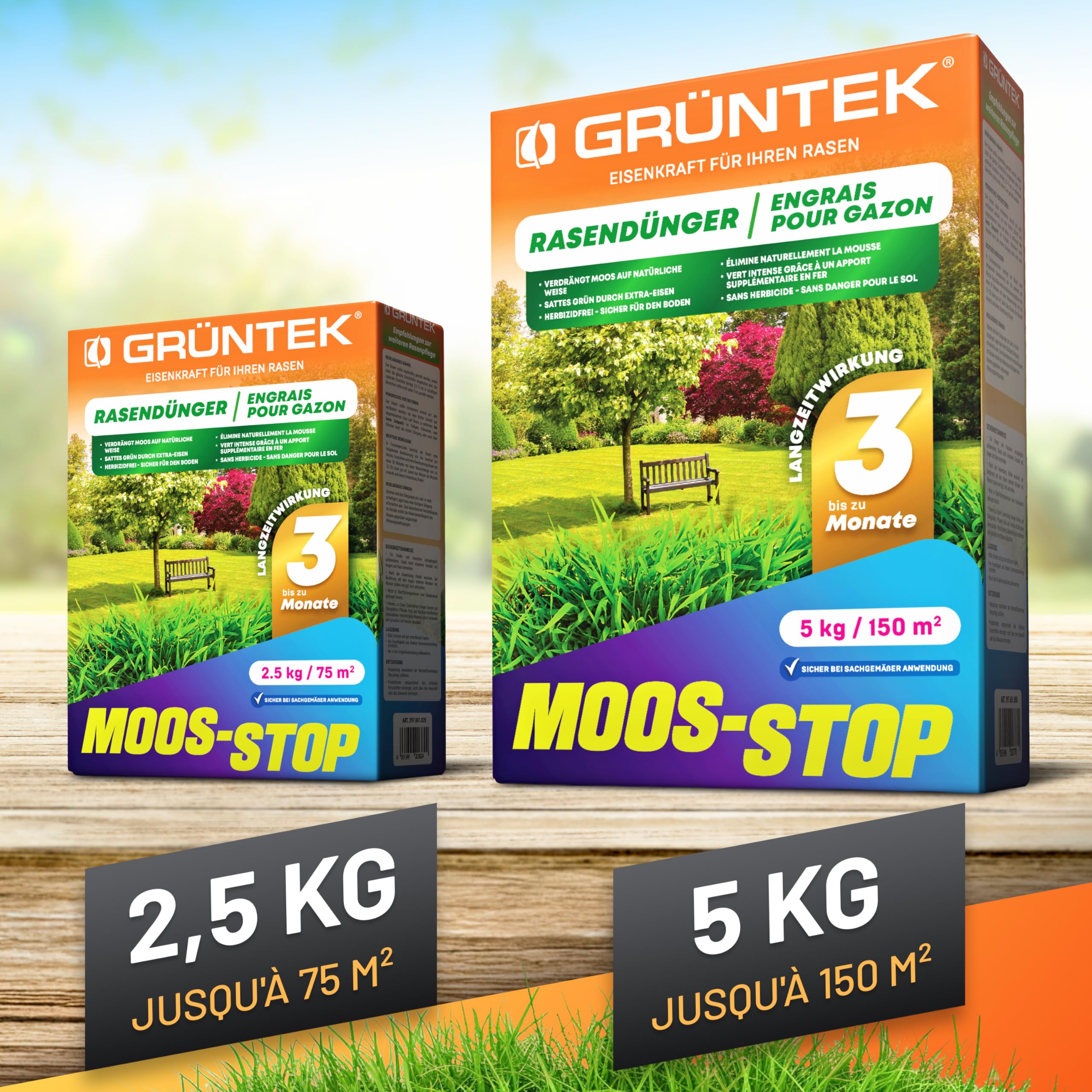 GRÜNTEK Engrais Gazon Anti-Mousse Été Automne Hiver NPK 15-5-24 – Engrais Pelouse Longue Durée 3 Mois, Protection Chaleur Sécheresse Gel – Engrais Universel Jardin Tomate Fraisier Rosier – 5 kg