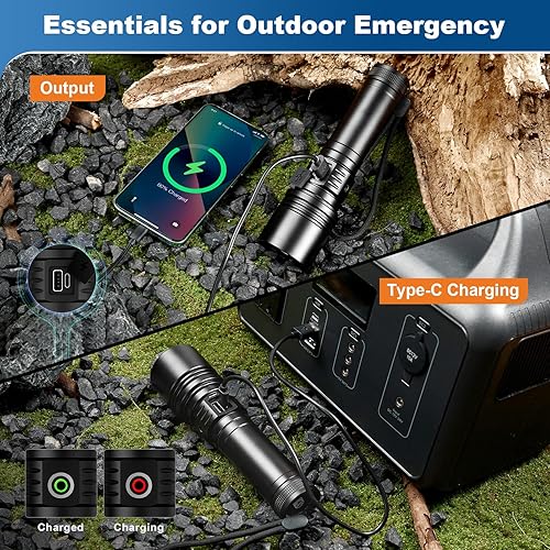 Miniatura 7 de Philips Linternas de alto lúmenes recargables con lente de encendido, linternas tácticas de 2500lm con lámpara de camping, 2 colores zoomable 5