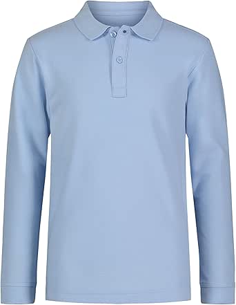 Nautica Boys' School Uniform Long Sleeve Polo Shirt, Button Closure, Comfortable, Breathable Fabric