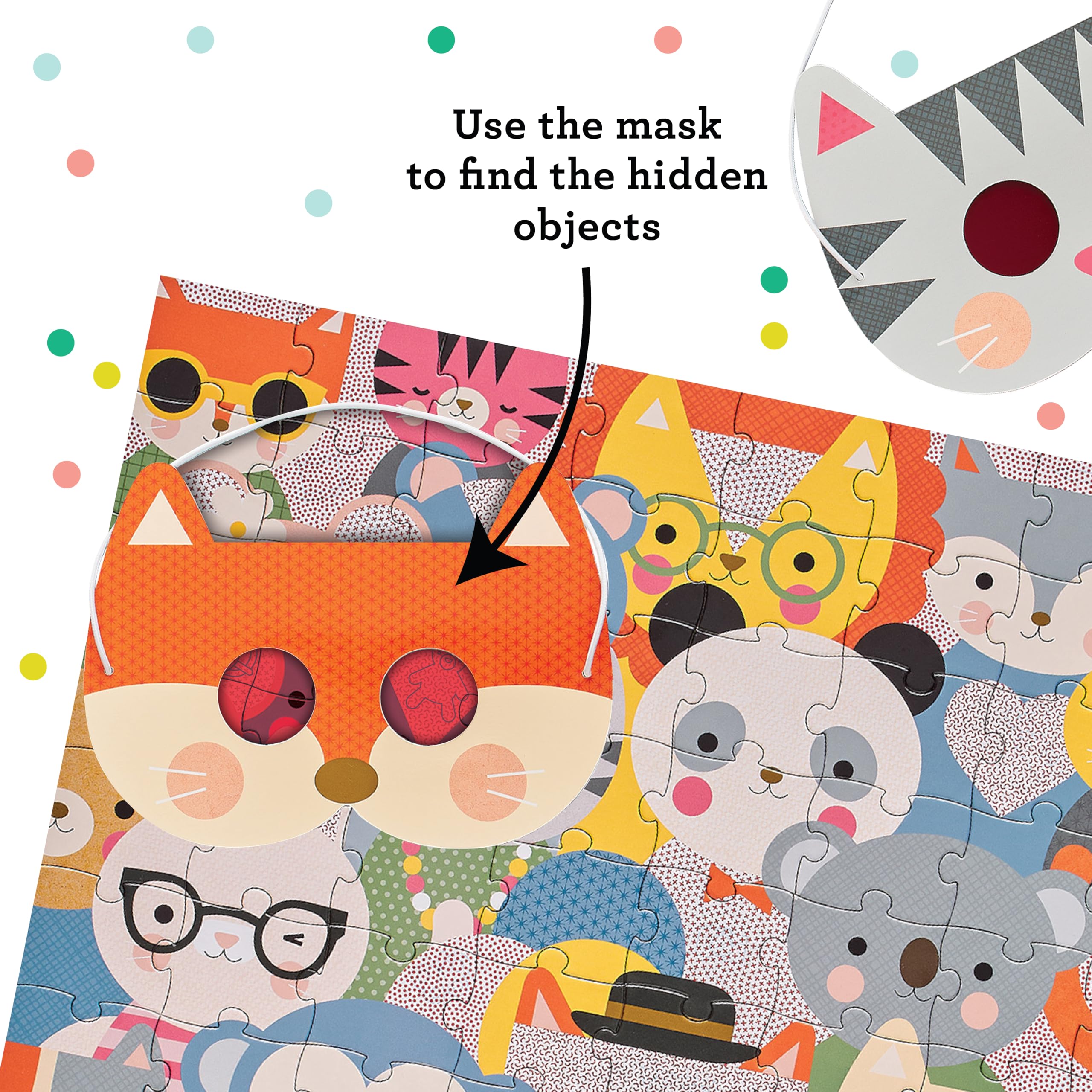 Petit Collage Animal Festival Decoder Children's Puzzle, 100-Pieces - Jigsaw Puzzle for Kids - Includes Glasses to Uncover Hidden Objects - Animal Puzzle for Ages 4+, Makes a Great Gift Idea - Image 2