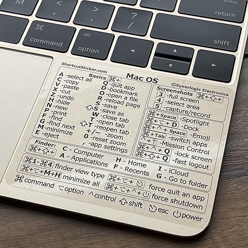 Miniatura 9 de SYNERLOGIC Adhesivo de acceso directo para teclado de referencia para Mac OS (universal para Mac), vinilo laminado sin residuos, para cualquier