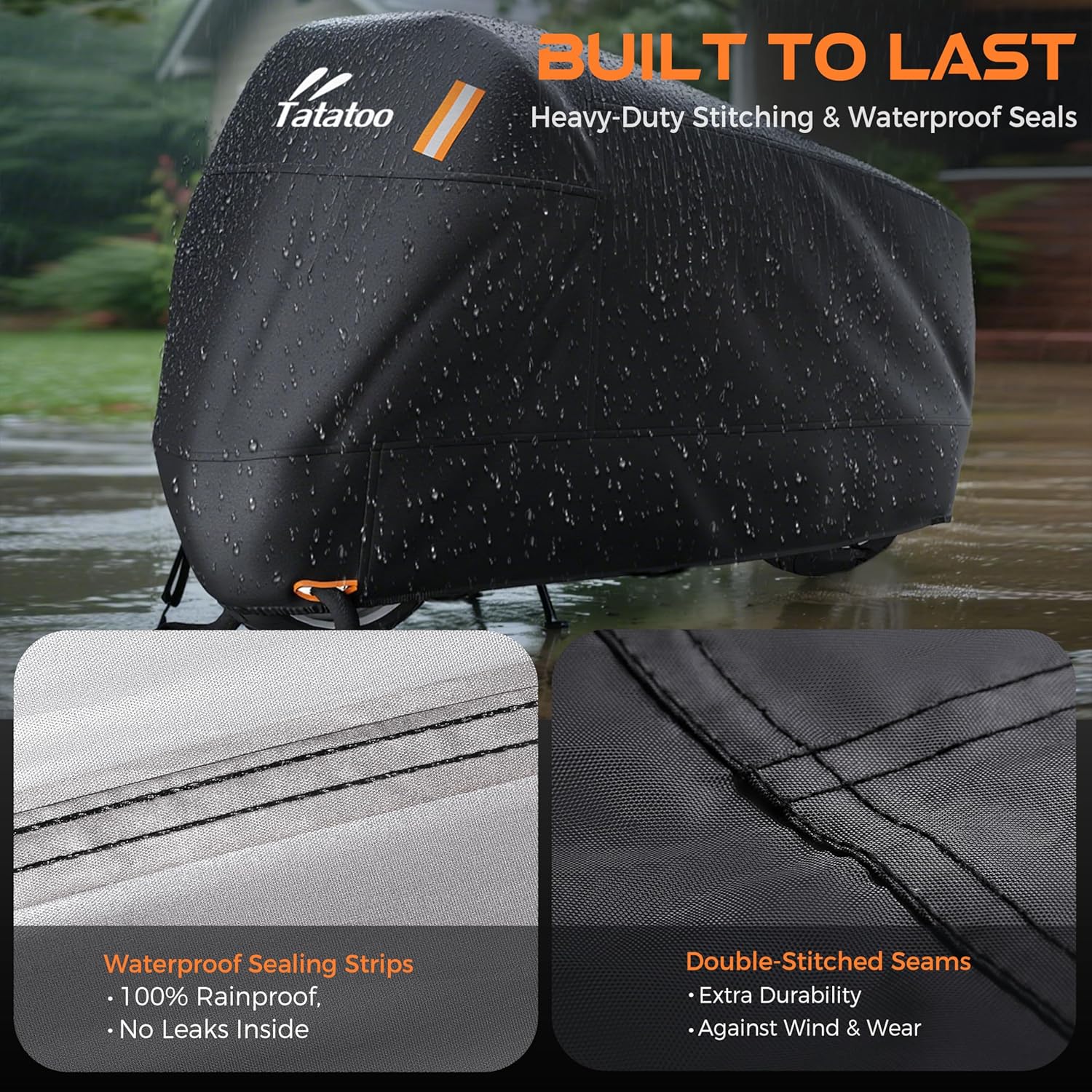 Motorcycle Cover Waterproof Outdoor, 300D Heavy Duty, UV & Rain Resistant, Windproof with 3 Buckles, Fits Most Motorcycles, Cruisers, Sportbikes, Dirt Bikes, Scooters up to 96.5" - XXL Size - Image 3