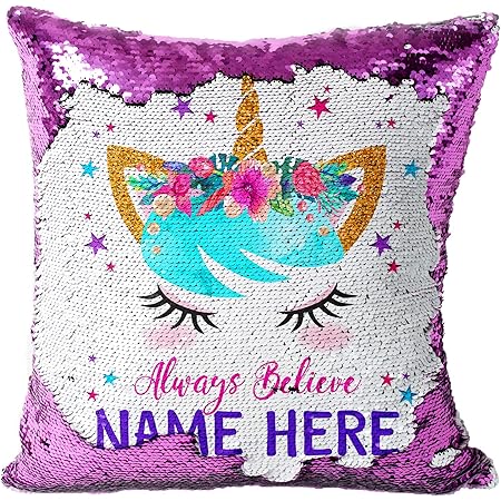 magic sequin pillow personalised