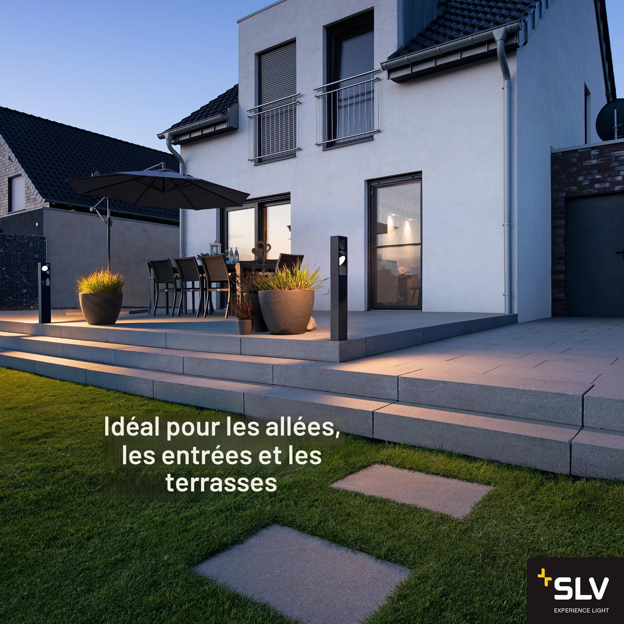 SLV Lampadaire ESKINA FRAME 75 FL - Éclairage extérieur LED pour chemins, murs, entrées, jardin - Interrupteur CCT 3000/4000 K - IP65-27 W - 2400 lm - Anthracite