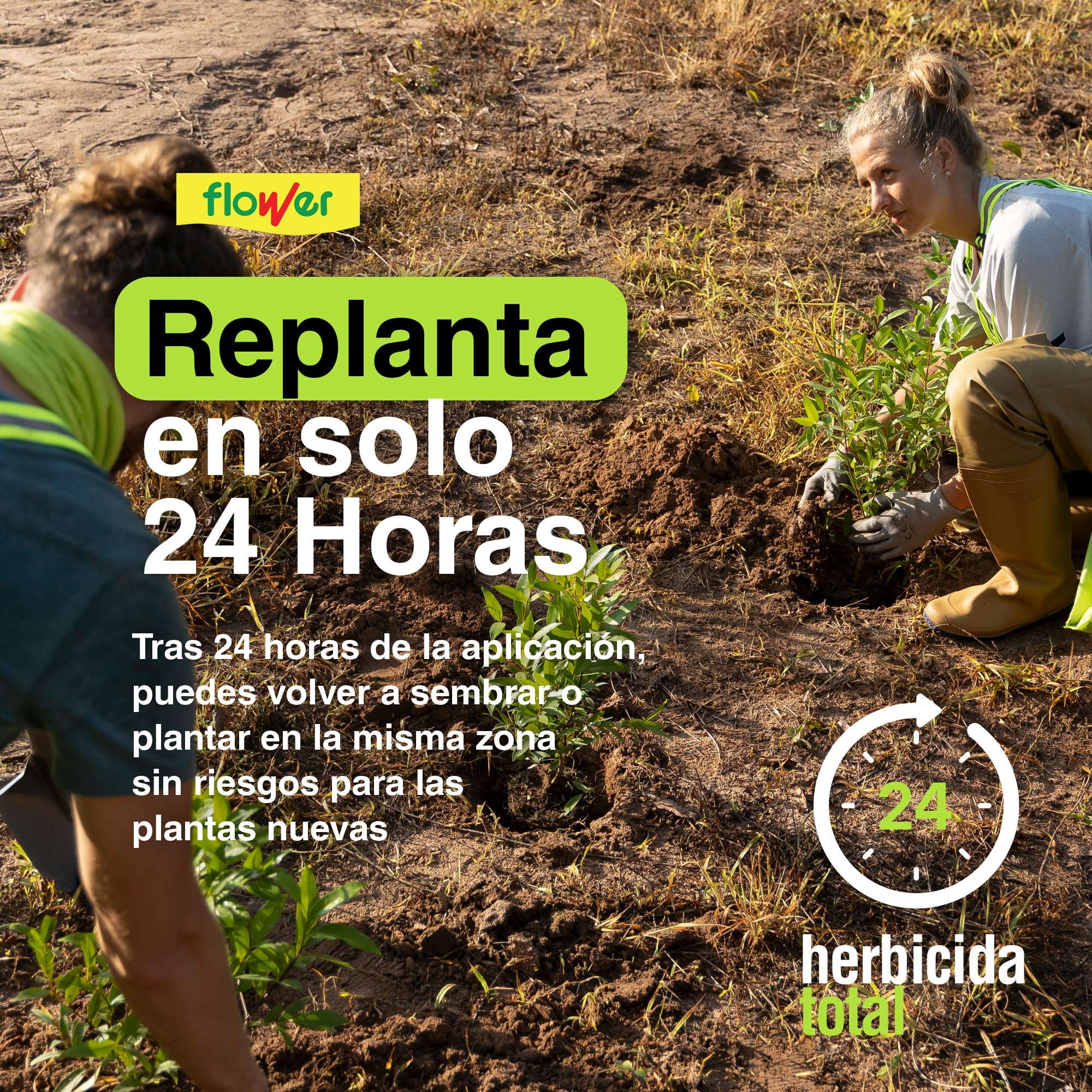 FLOWER x3 Herbicida Total Ecológico Origen Natural 450 m² | Elimina Malas Hierbas y Musgos | Alternativa Glifosato | Resultados 2 Horas | 750ml + Dosificador Diluir 15L Agua | Súper Concentrado