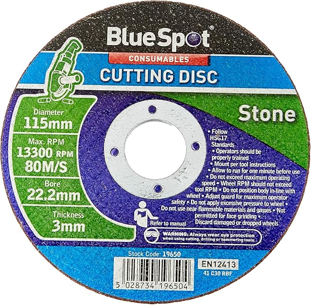 Blue Spot 19650 Stone Cutting Disc, Black, 115mm (4.5 inch)