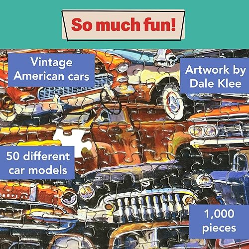 Miniatura 2 de TDC Games Rompecabezas de coche clásico fabuloso de los años 50, rompecabezas vintage de 1000 piezas para adultos