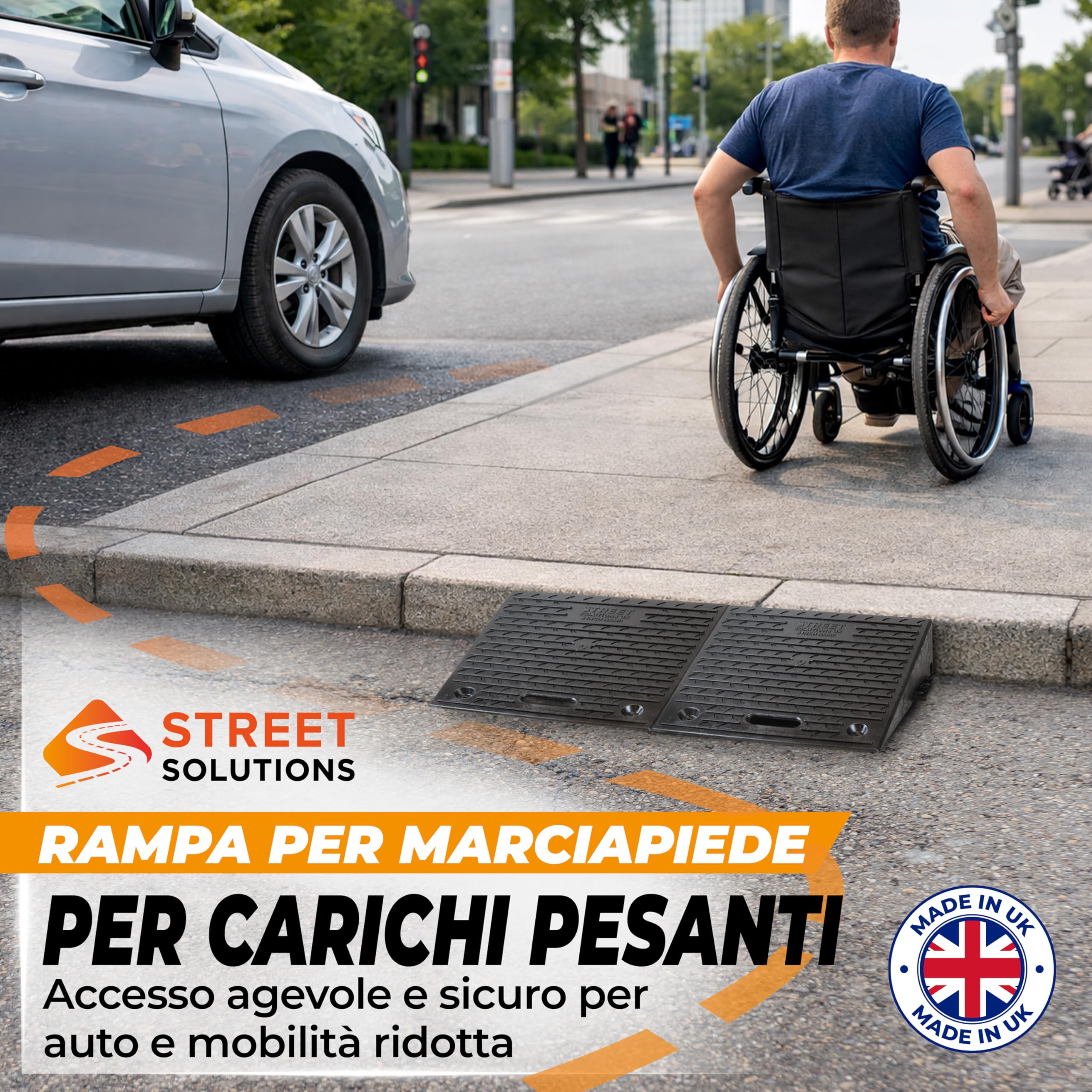 Street Solutions UK Set 2 Rampa per Disabili e Sedia - Rampa per Sedia a Rotelle 10 cm - Rampe per Disabili in Gomma Antiscivolo per Marciapiede, Garage, Moto e Soglia