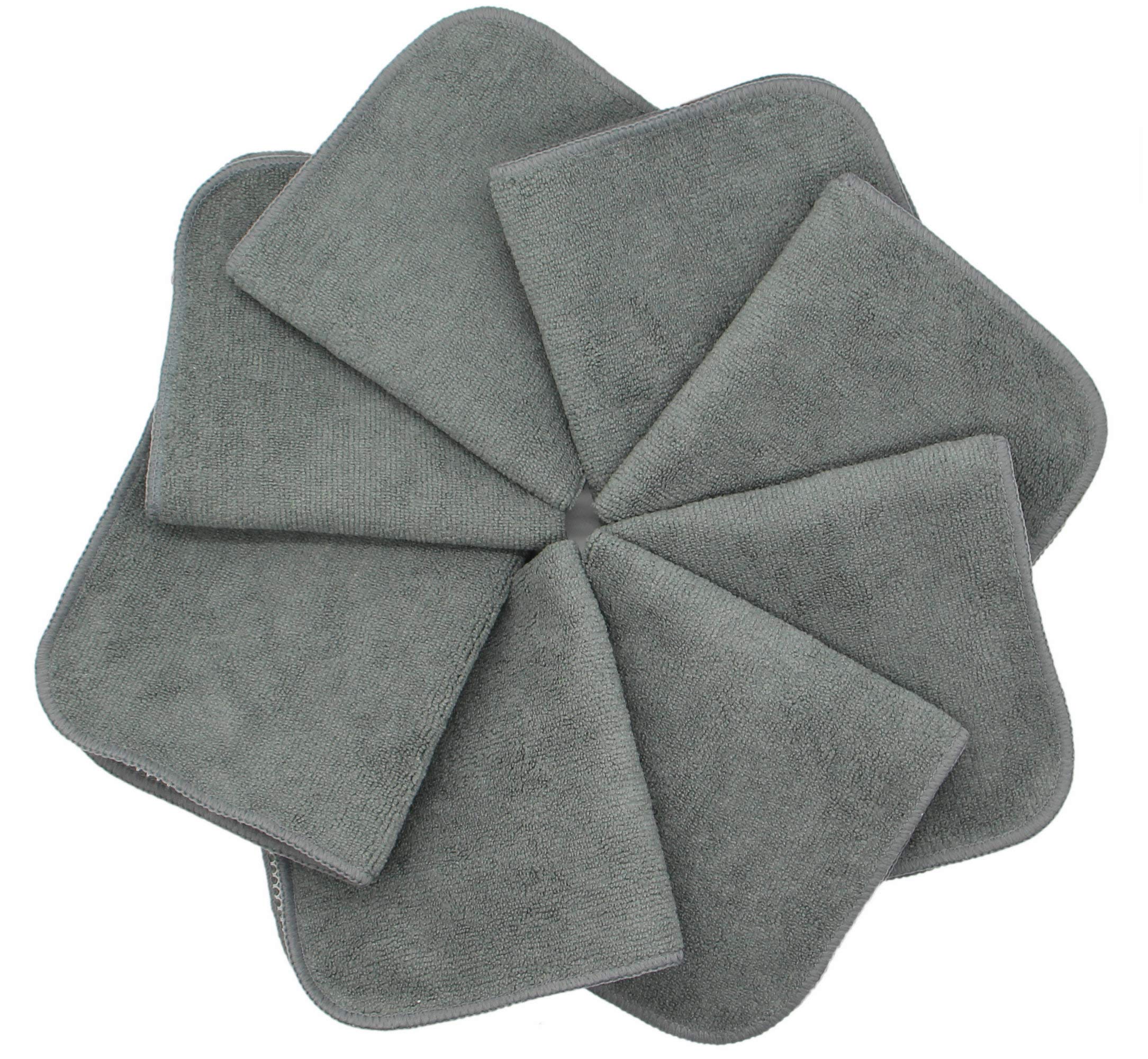 Paños de microfibra de secado rápido, trapos de limpieza de cocina, trapos para el polvo, paños ultra absorbentes, sin pelusas, con lado de poliéster de 12 x 12 pulgadas, paquete de 8 (gris)