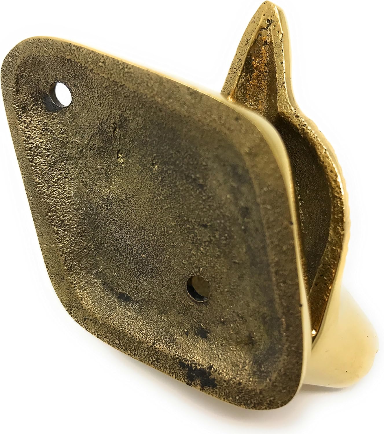 Fox Head Mini Door Knocker Textured Brass, 2.5 Inches Tall