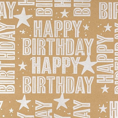 Miniatura 5 de RUSPEPA Rollo de papel de regalo Kraft  Patrón de feliz cumpleaños plateado ideal para cumpleaños fiestas baby shower 175 pulgadas x 328 pies