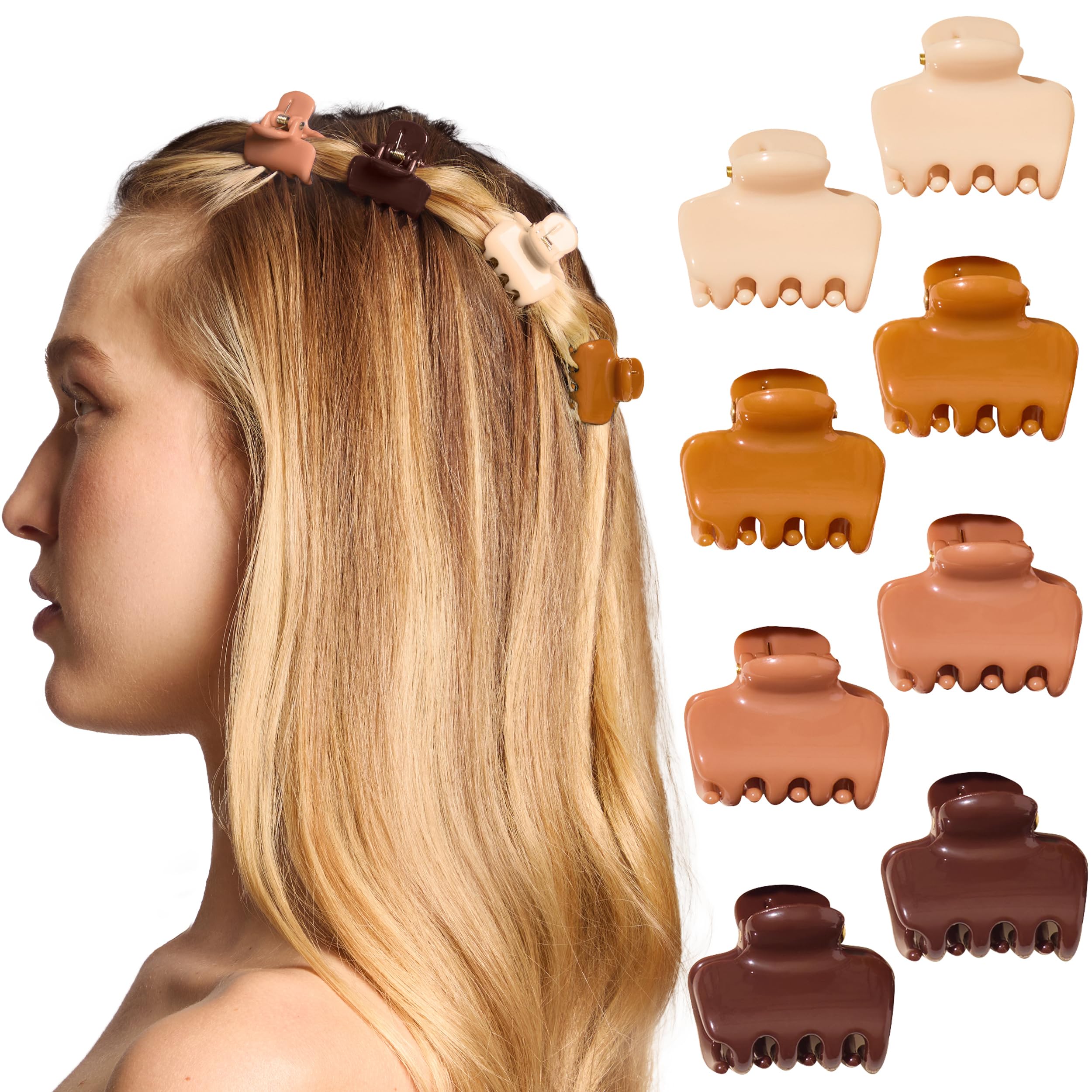 Kitsch Accessori per capelli da donna, piccoli fermagli per capelli per ragazze, presa comoda, rimangono in posizione senza tirare o impigliarsi, plastica riciclata, ideali per acconciature quotidiane
