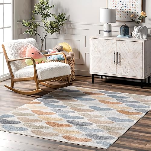 nuLOOM Neive Colorful Hearts - Alfombra lavable a máquina, 4 x 6, multicolor