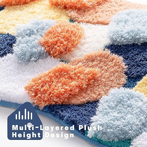 Miniatura 4 de YIHOUSE Blue Moss - Alfombra de baño con diseño de musgo lanudo y ultraabsorbente, tapete de baño para baño, antideslizante, bonito tapete de baño