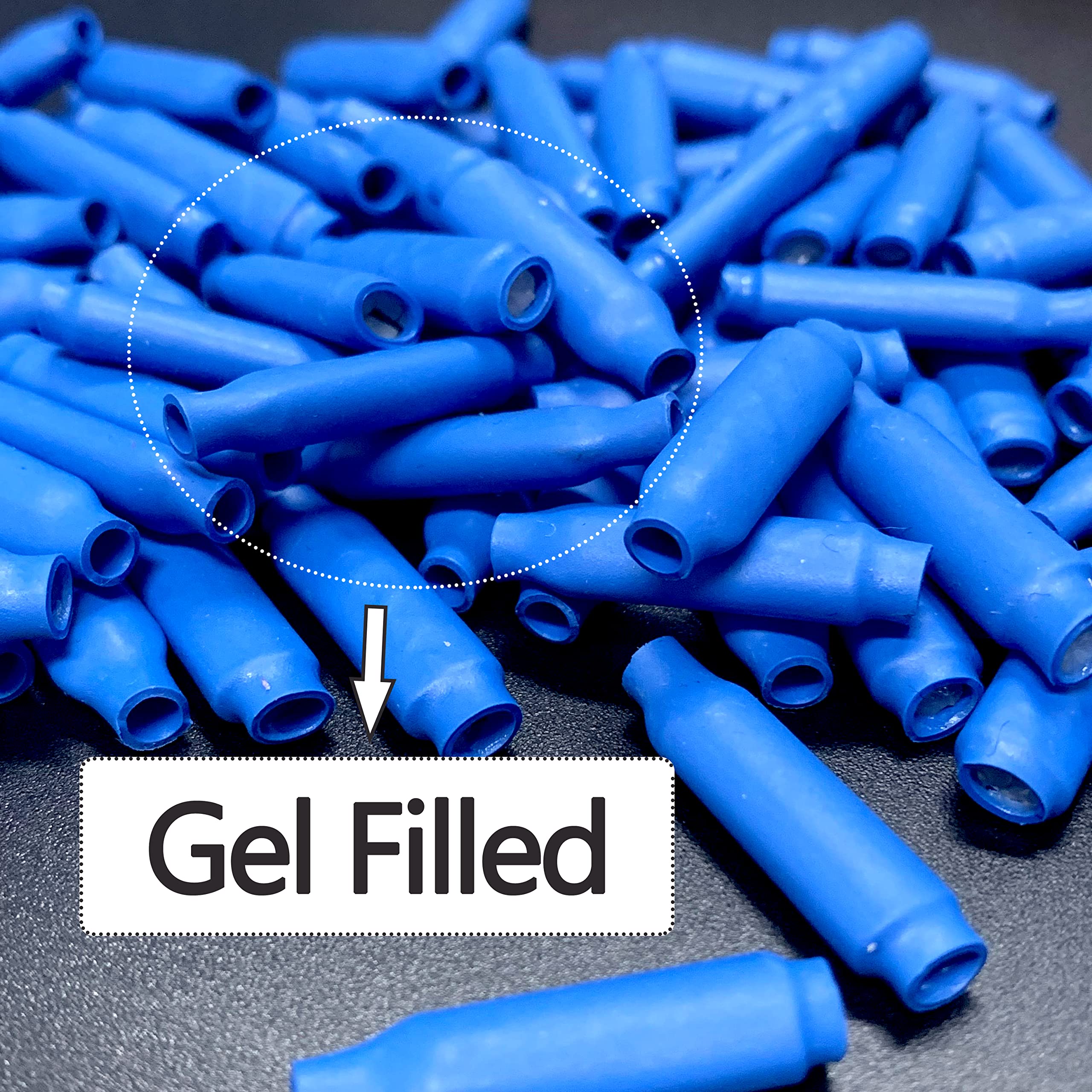 Conectores B azules rellenos de silicona húmeda, cable B, gel, alarma, cable, crimpado, tipo frijol, empalmes para bajo voltaje (1000 unidades)
