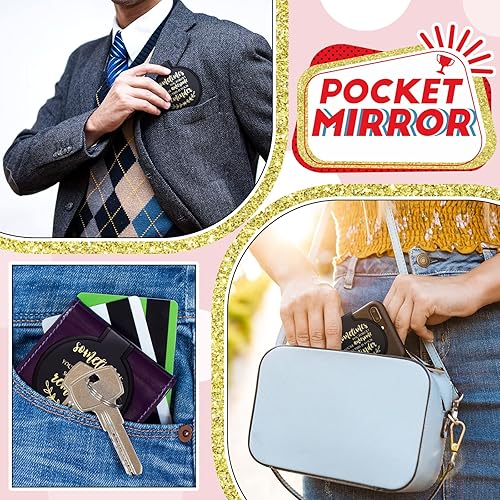 Miniatura 6 de Weysat 48 mini espejos compactos de bolsillo a granel, Sometimes You Forget Your Awesome, regalos inspiradores para compañeros de trabajo,