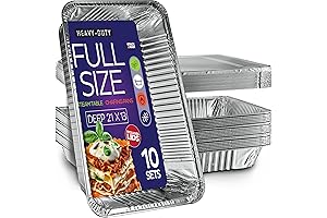 10-Pack Large Aluminum Pans with Lids - Heavy Duty for Roasting, Cooking, Baking