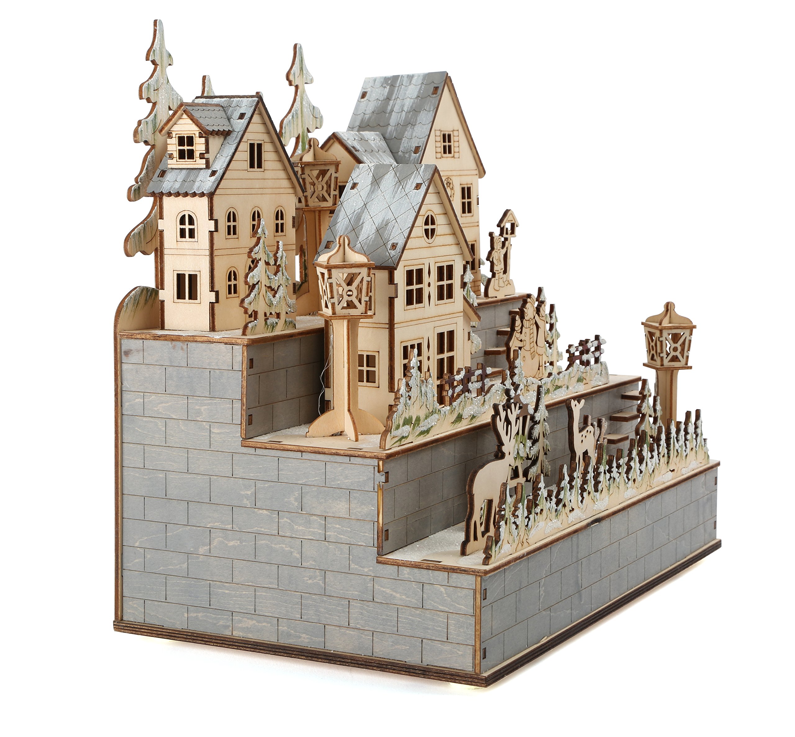 Small Foot Holzlaterne „Winterliches Dorf“ – Mit LEDs, Batteriebetrieben, Ca. 30 X 18 X 28 Cm