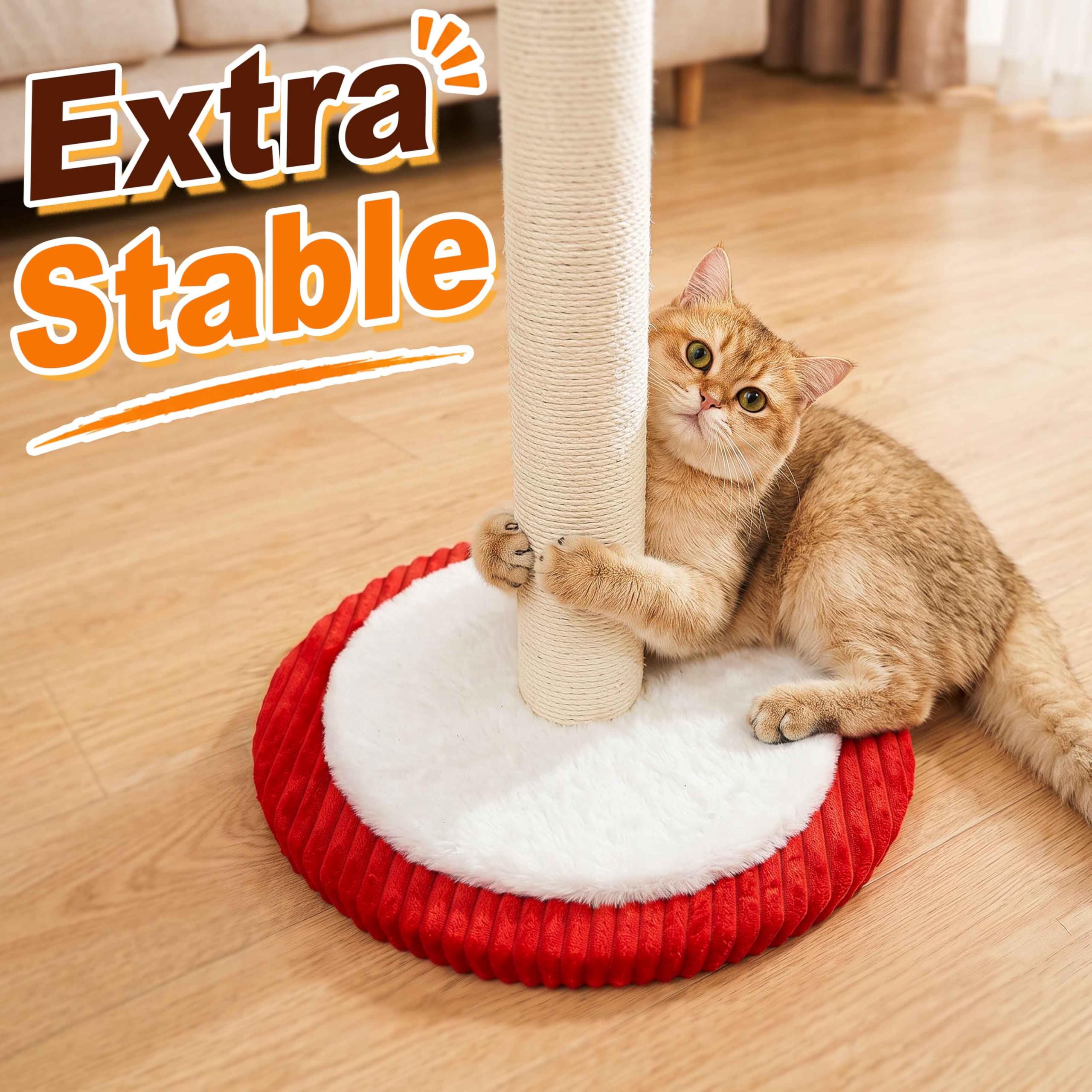 Carousel Interaktives Katzenspielzeug für Indoor-Katzen, 99,1 cm hohe Katzenkratzbäume für Indoor-Katzen Erwachsene mit drehbarem Oberteil, niedlicher Katzenkratzbaum mit hängendem