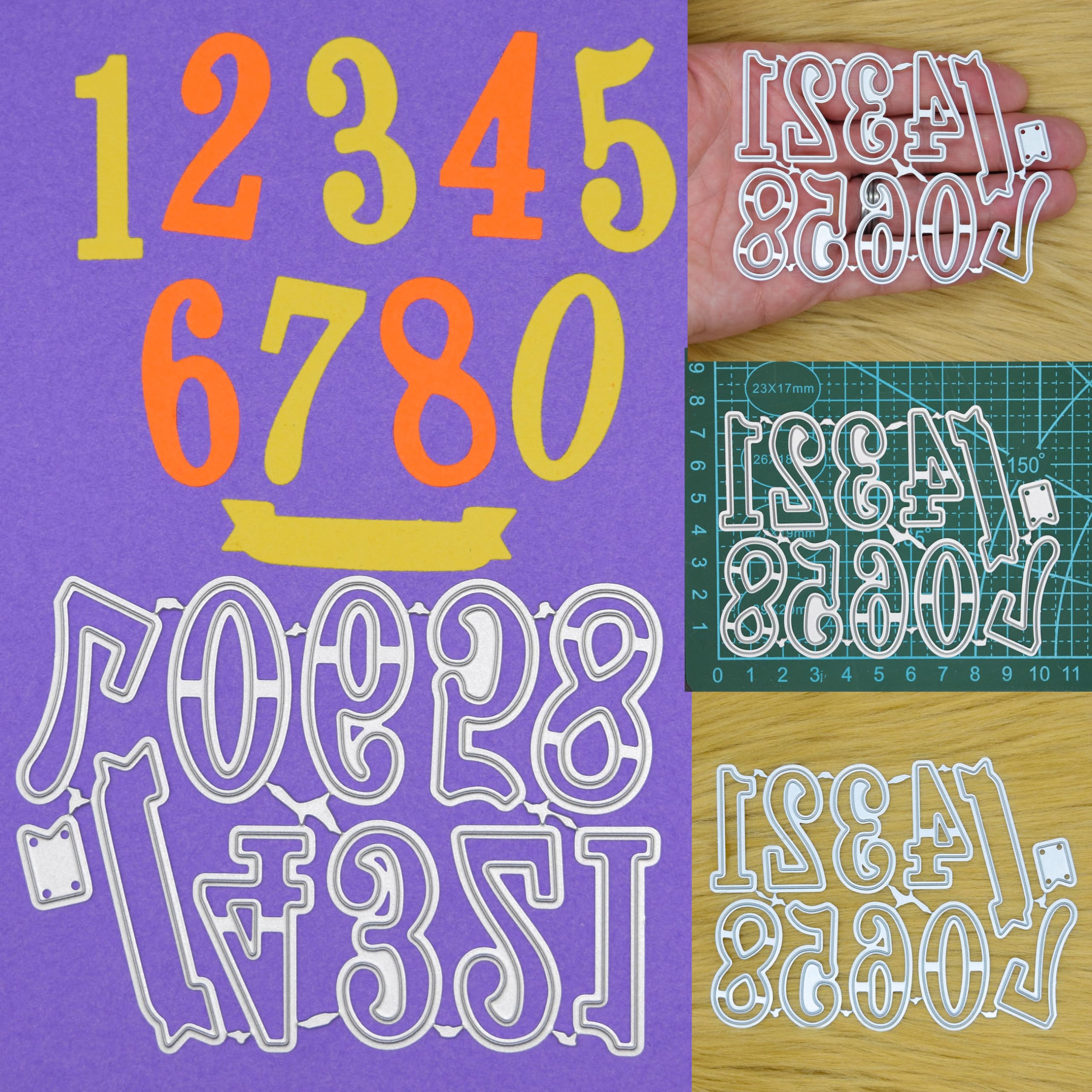 Numbers + Banner Metal Cutting Dies Set, Card Making, Scrapbooking, Paper Crafts, A7