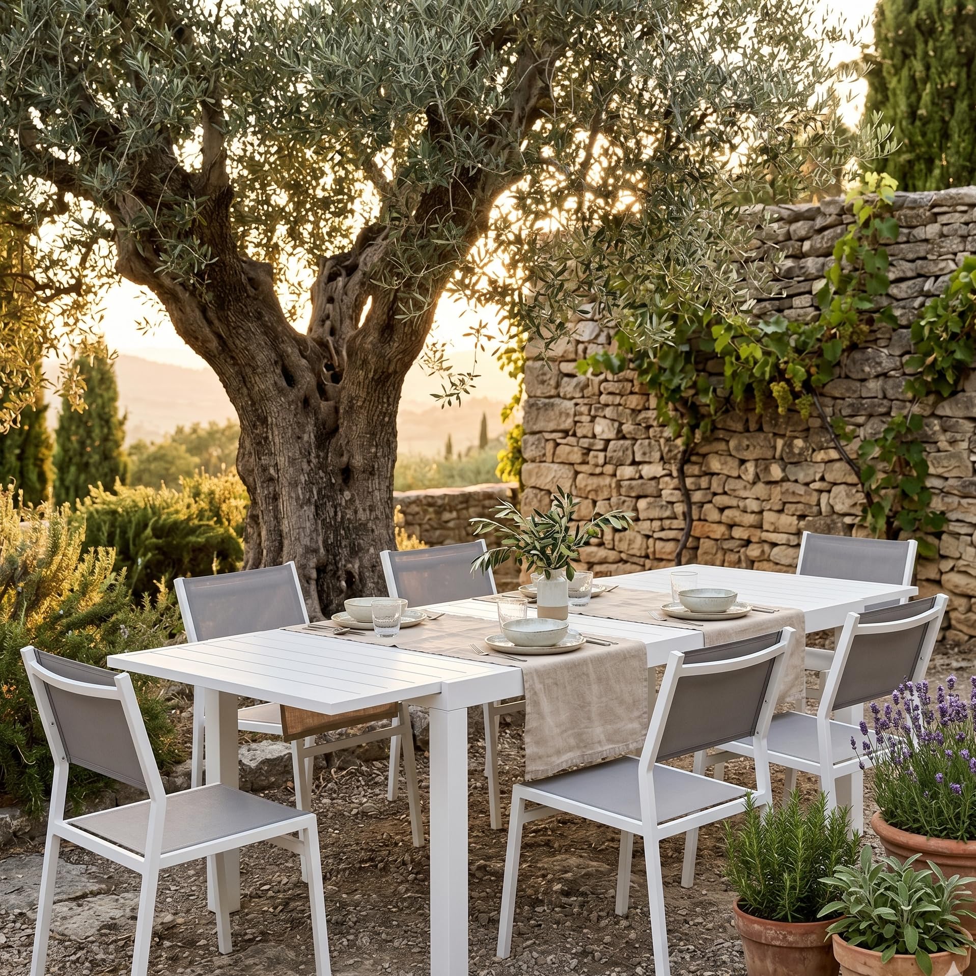 Decor Space Tavolo allungabile Porto Rico in alluminio Bianco per giardino e veranda 135/270 x 90 cm (Tavolo)