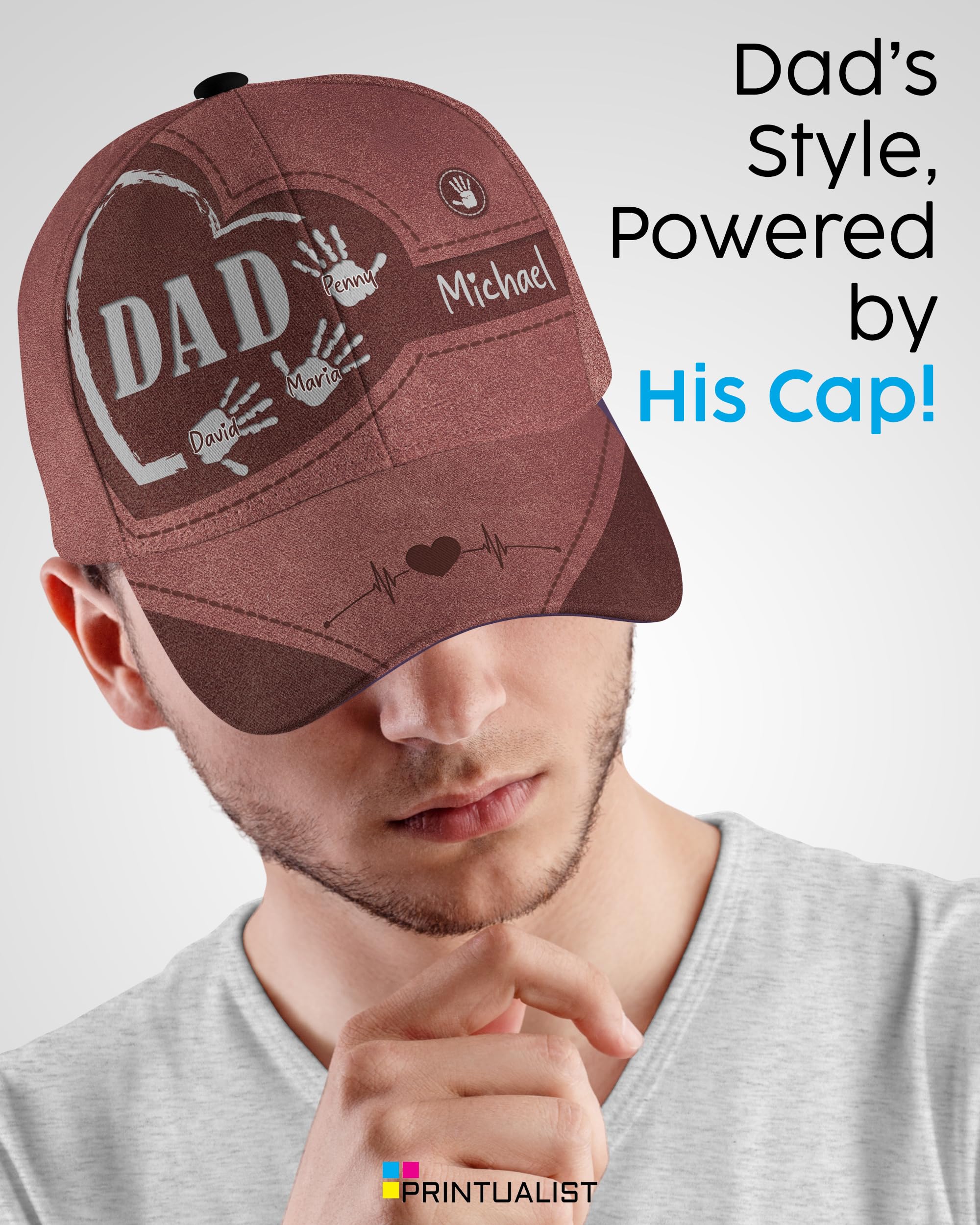Custom Dad Hat with Kids Names - Personalized 3D Baseball Cap for Men Grandpa Papa Daddy, Father’s Day 2025 Customized Gift from Son Daughter, Fist Bump Design, American Flag, Best Dad Ever Cap