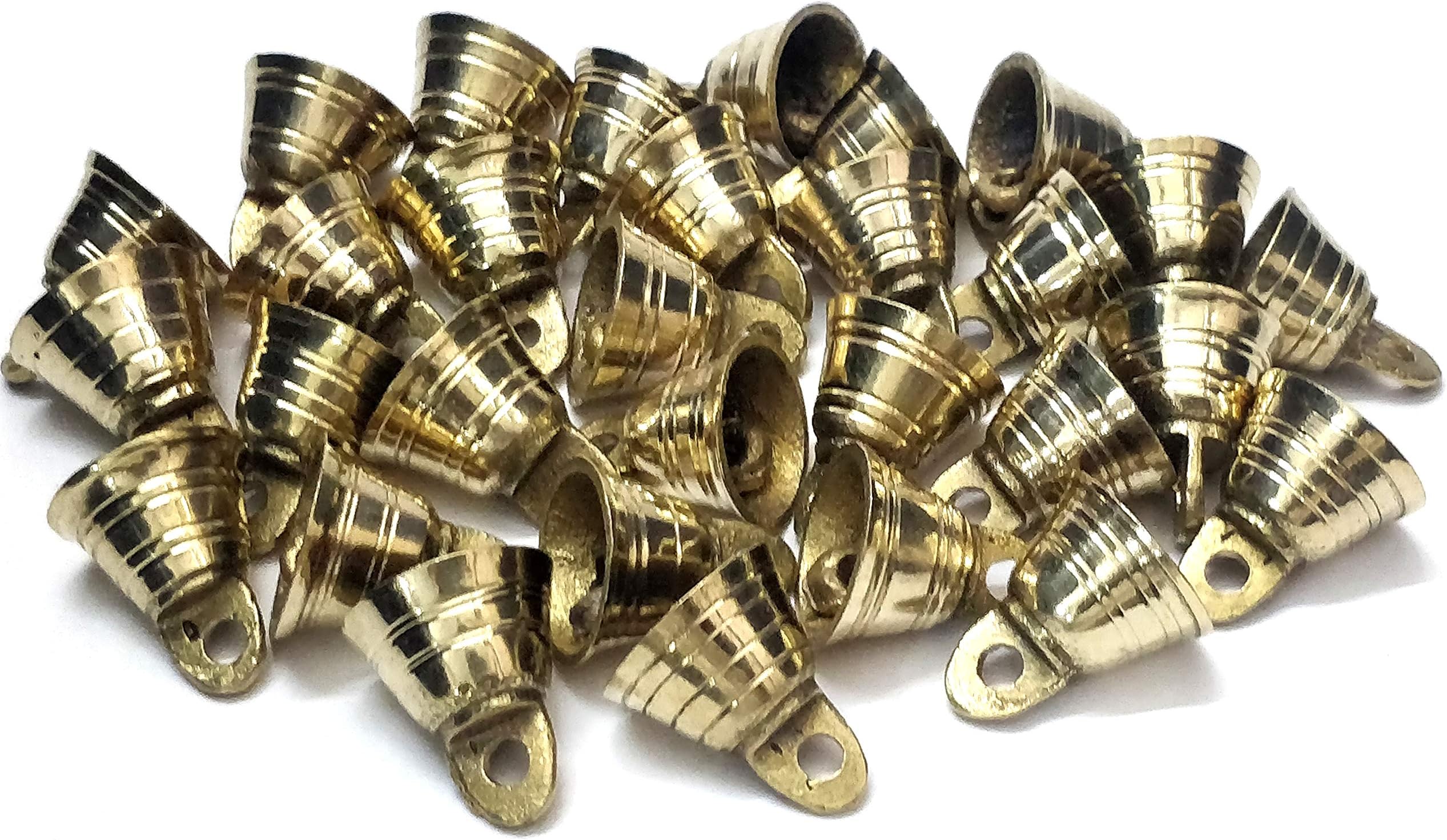 Pack of 100 Small Mini 1 inch Brass Bells Bulk Lot for Crafts Decor, Doors, Wedding, Party, Gift, Indian Bells by AzKrafts