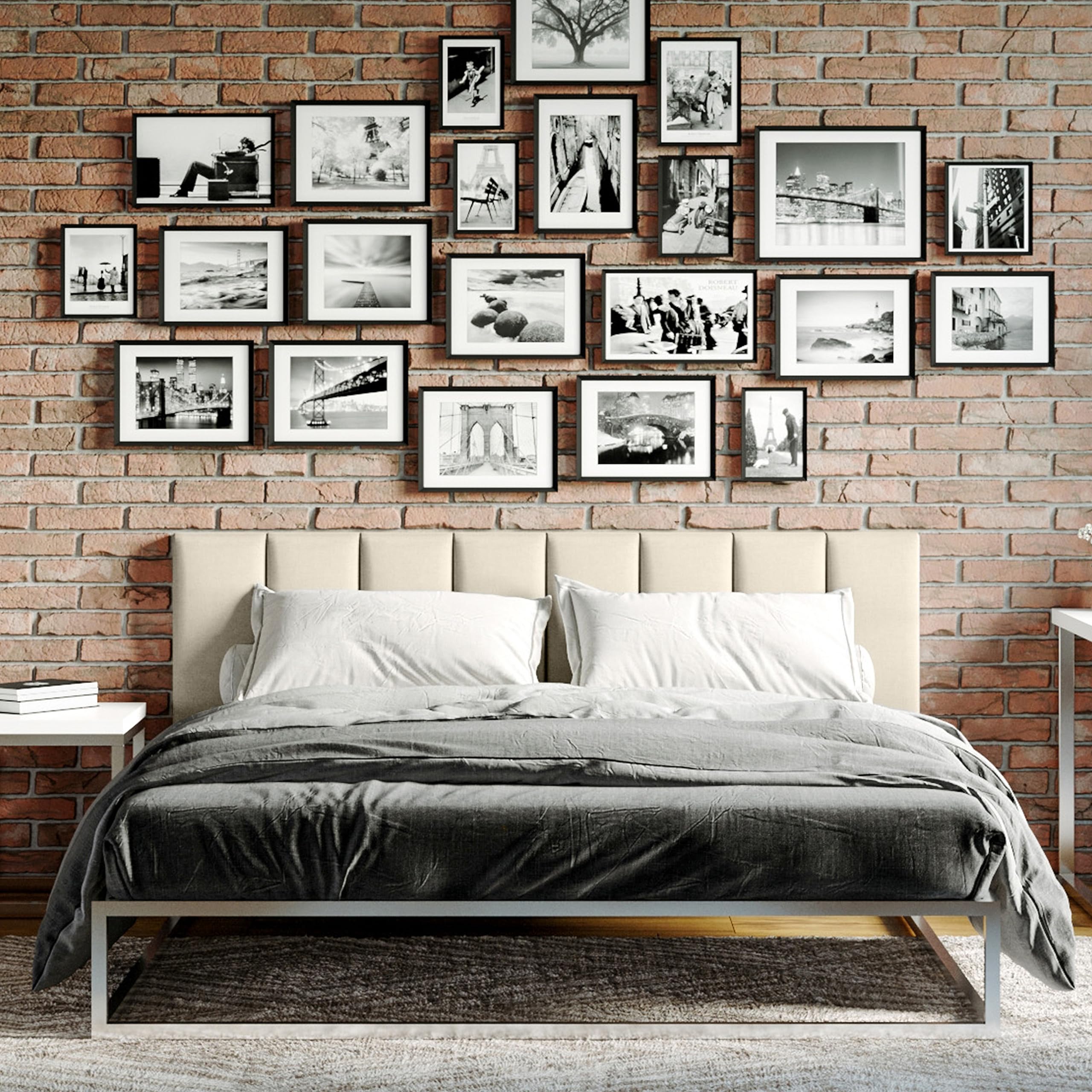 Set di 6 pannelli da parete beige effetto scamosciato per testiera da