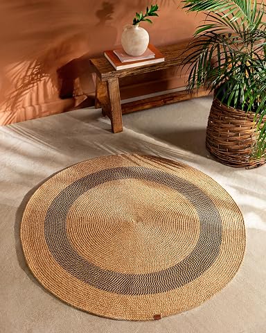 Madame Coco Alsace Yuvarlak Kilim Naturel/Siyah