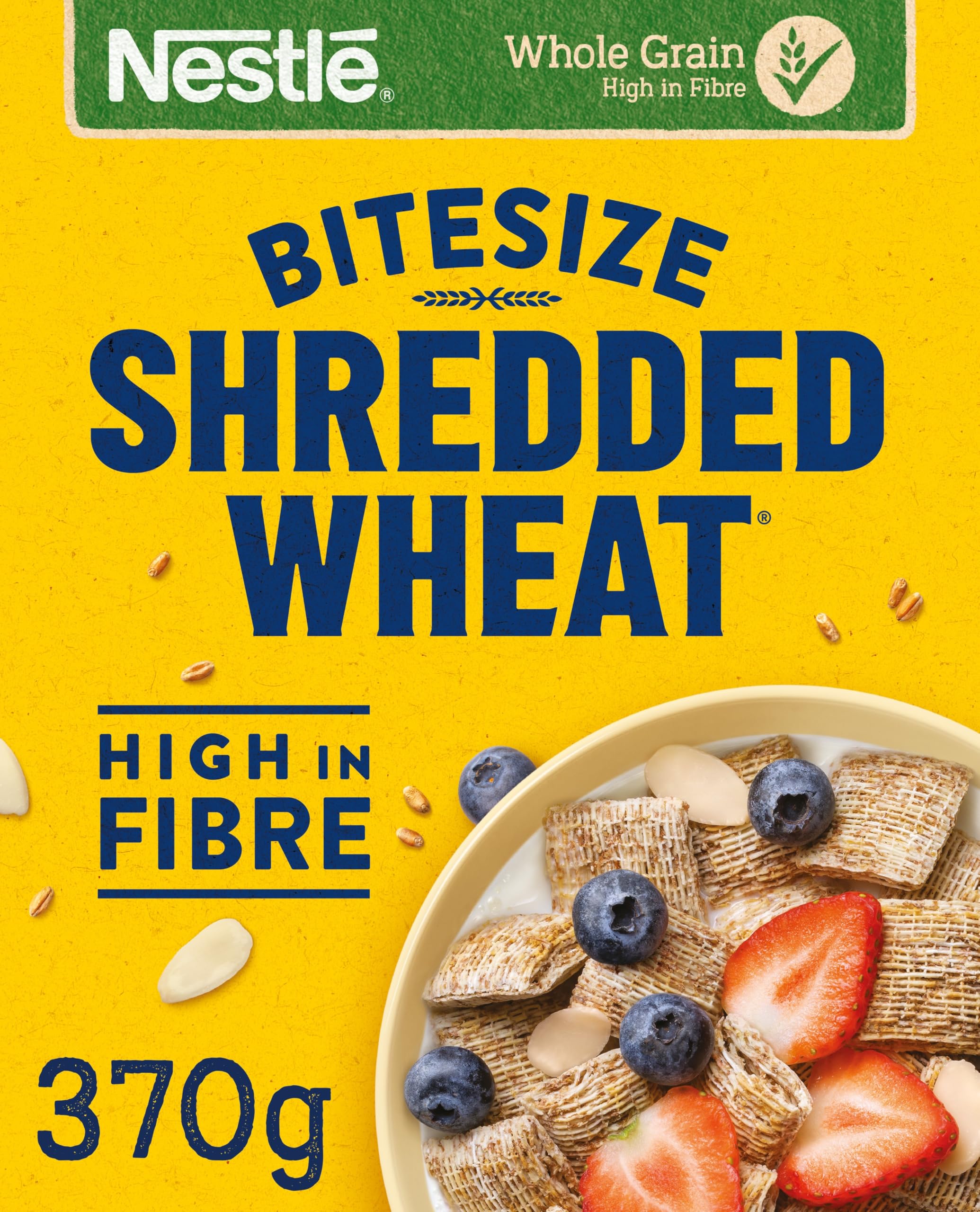 Nestlé Cereals - Shredded Wheat Breakfast Cereal - Bitesize Crunchy Wholegrain Biscuits, High Fibre, No Added Sugar - 370g