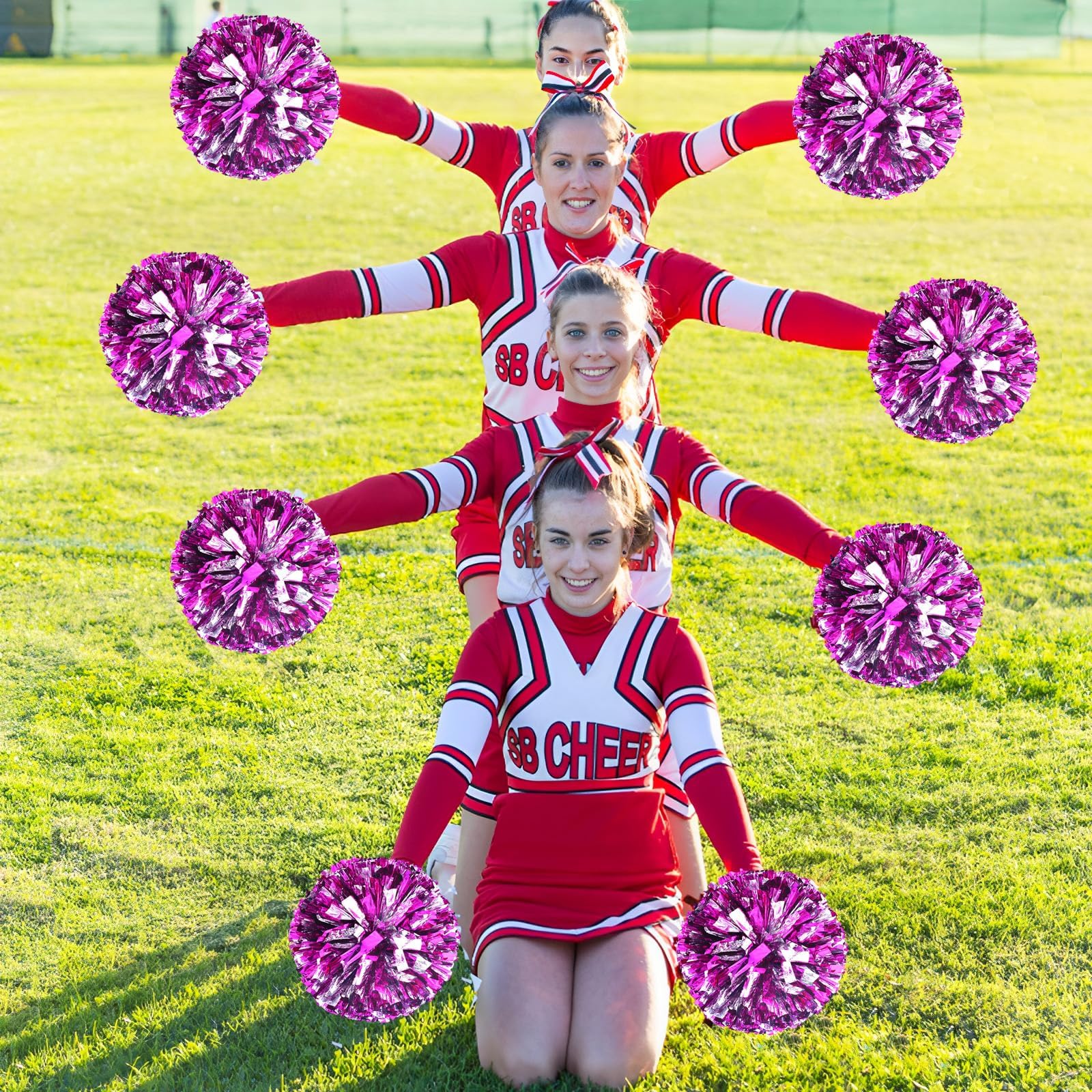 RIHIA Lot De 24 Pompons De Pom-pom Girl En Feuille Métallique Avec
