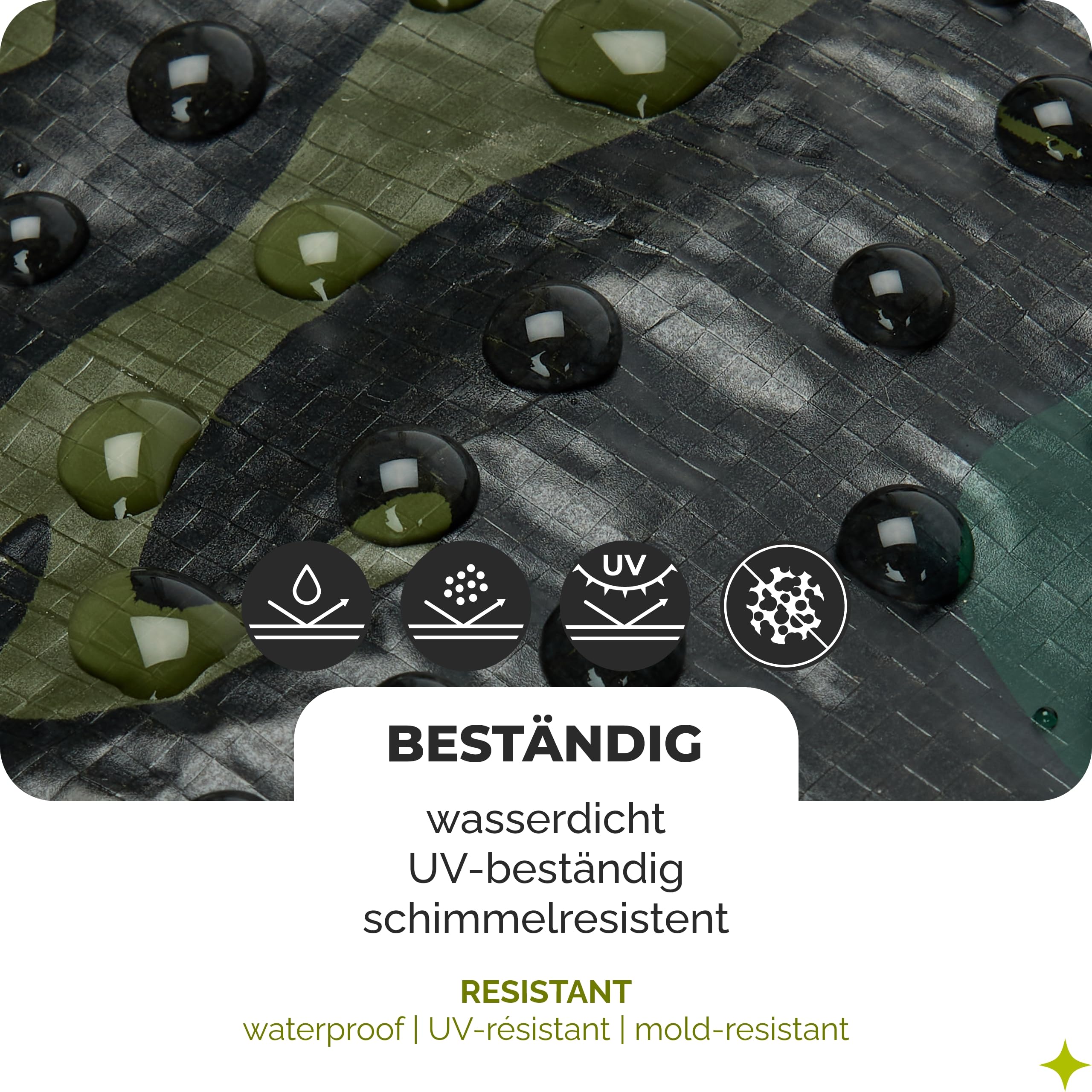 Garronda Lona Impermeable con Ojales – 5x10 m 100 g/m² – Lona PP Impermeable – Resistente a los Rayos UV, antimoho – Funda Coche, Madera, Piscina – GD-0162, Camuflaje