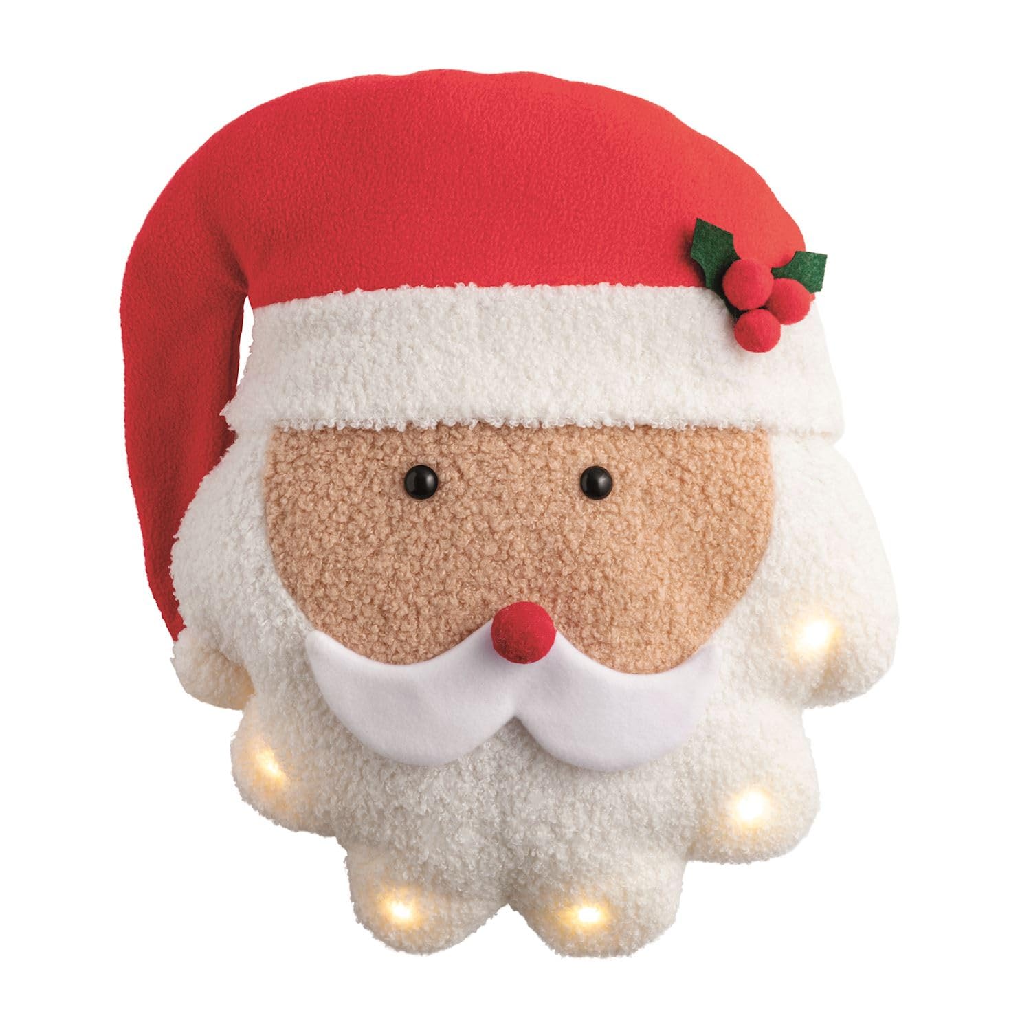 Mud Pie Christmas Sherpa Light-Up Pillow, 14 1/2" x 10", Brown-image-49