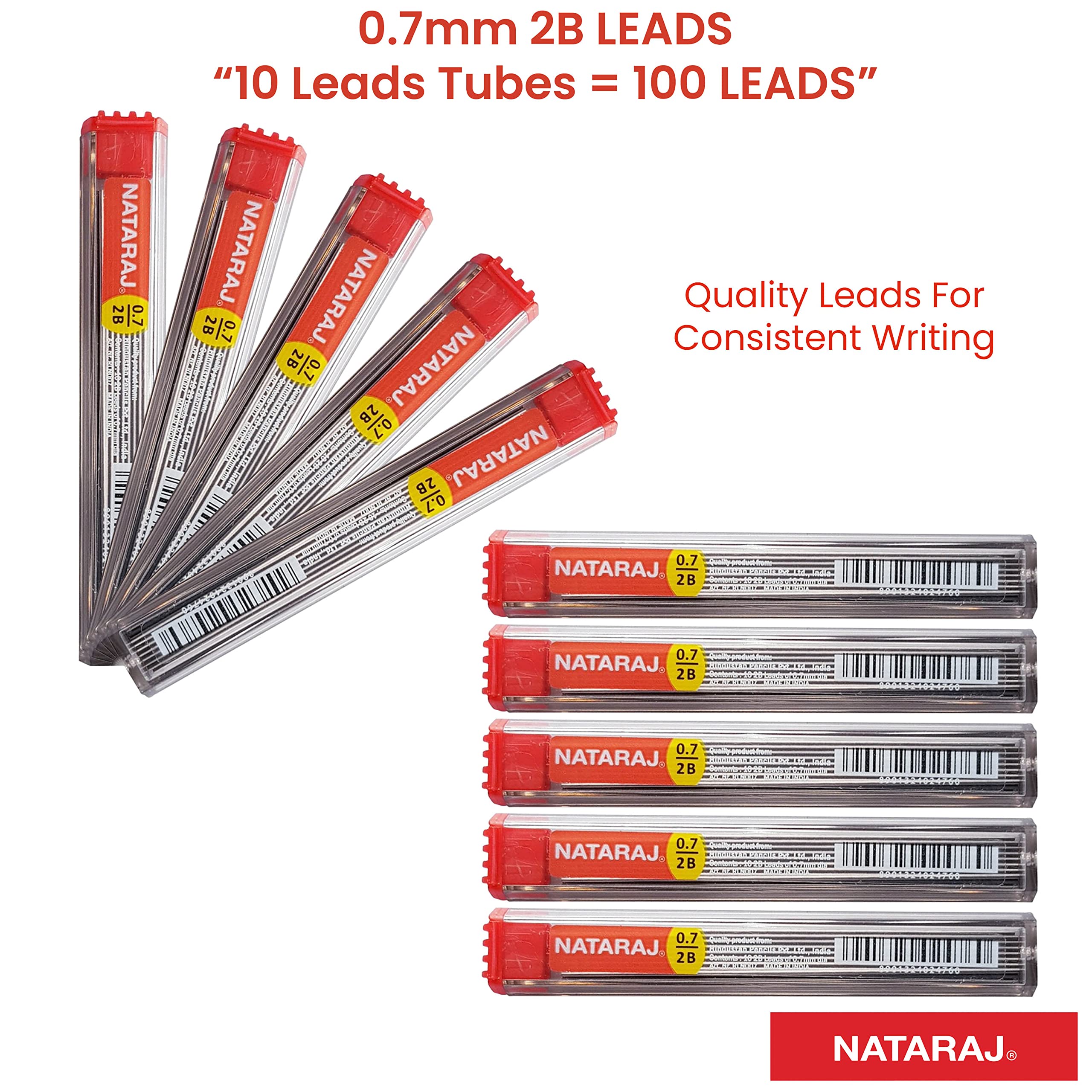0.7mm 2B Pencil Lead Refills, Pack of 100 Leads, Mechanical Pencil Hi-Polymer Lead Refills, 60mm Length, 10 Leads/ 1 Tube - Image 3