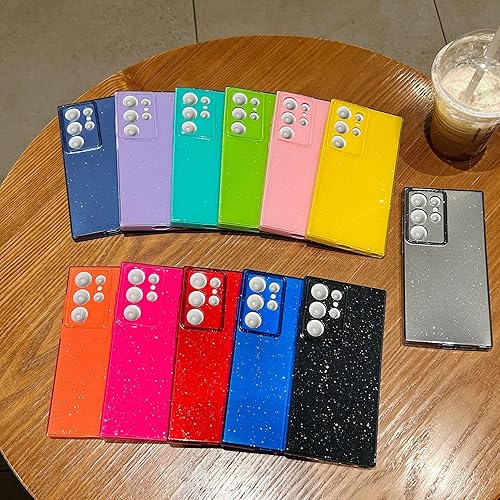 Miniatura 7 de aowner Funda diseñada para Samsung Galaxy S21 Ultra, con purpurina de cristal líquido, bonita funda protectora de color neón brillante, protección