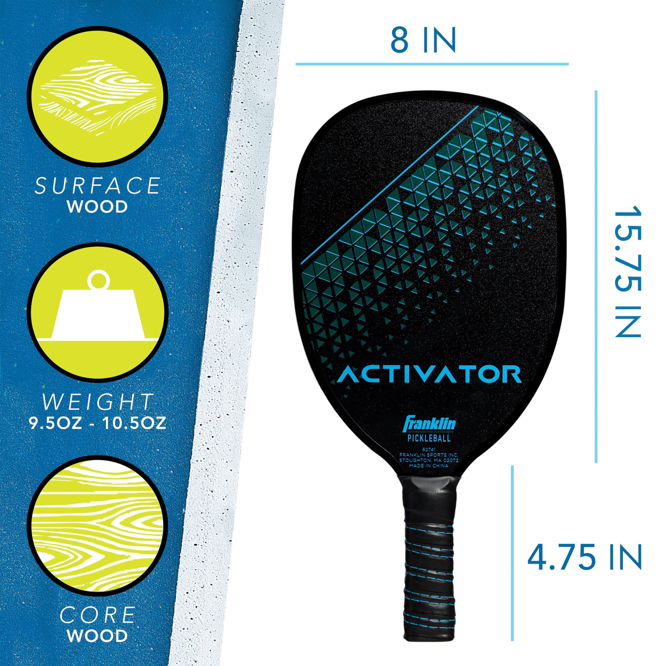 Franklin Sports Set di racchette da pickleball e palline da pickleball, in legno, attivatore, approvate USAPA