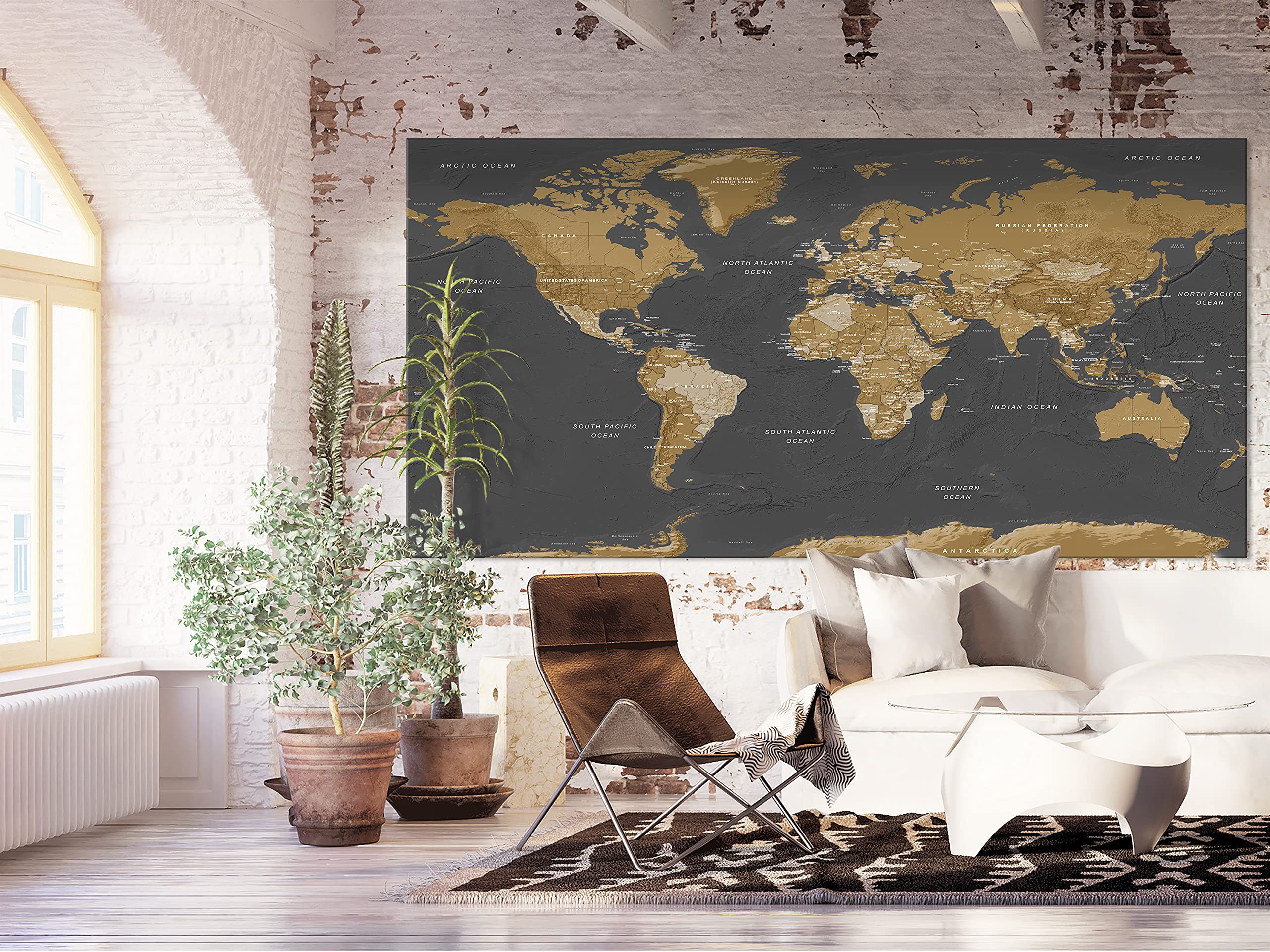 B&D XXL - Leinwandbild Wohnung Landkarte, Schlafzimmer, Wohnzimmer, modern | Hochwertige Leinwand, sofort aufhängbar, ideal fürs Wohn- oder Schlafzimmer, wasserfest und lichtecht, langlebig, stilvoll