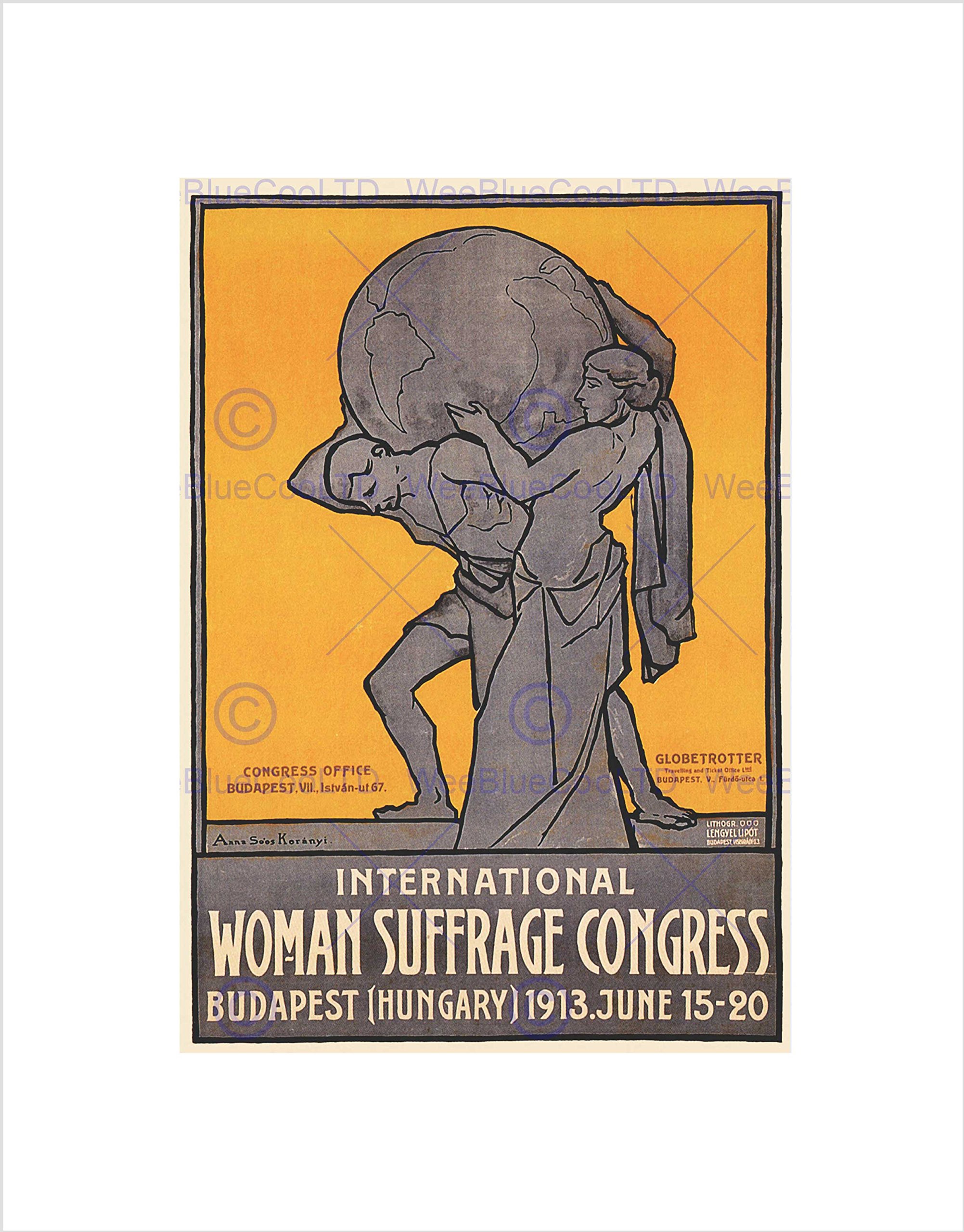 Wee Blue Coo POLITICAL SUFFRAGE WOMEN SUFFRAGETTE BUDAPEST HUNGARY FRAMED ART PRINT B12X1094
