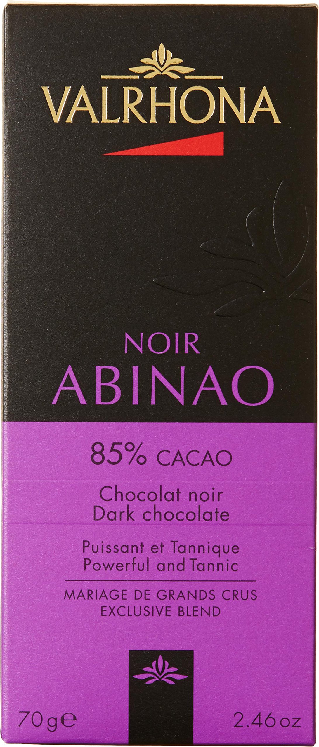 Valrhona Gourmet Dark Chocolate Bars "Abinao" 85% Cocoa, 2 bars 2x2.47oz