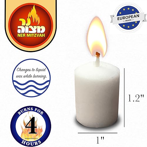 Miniatura 9 de Velas Neironim de 3 horas  Vela de cera de Shabat Neronim y votiva  72 unidades  por Ner Mitzvah