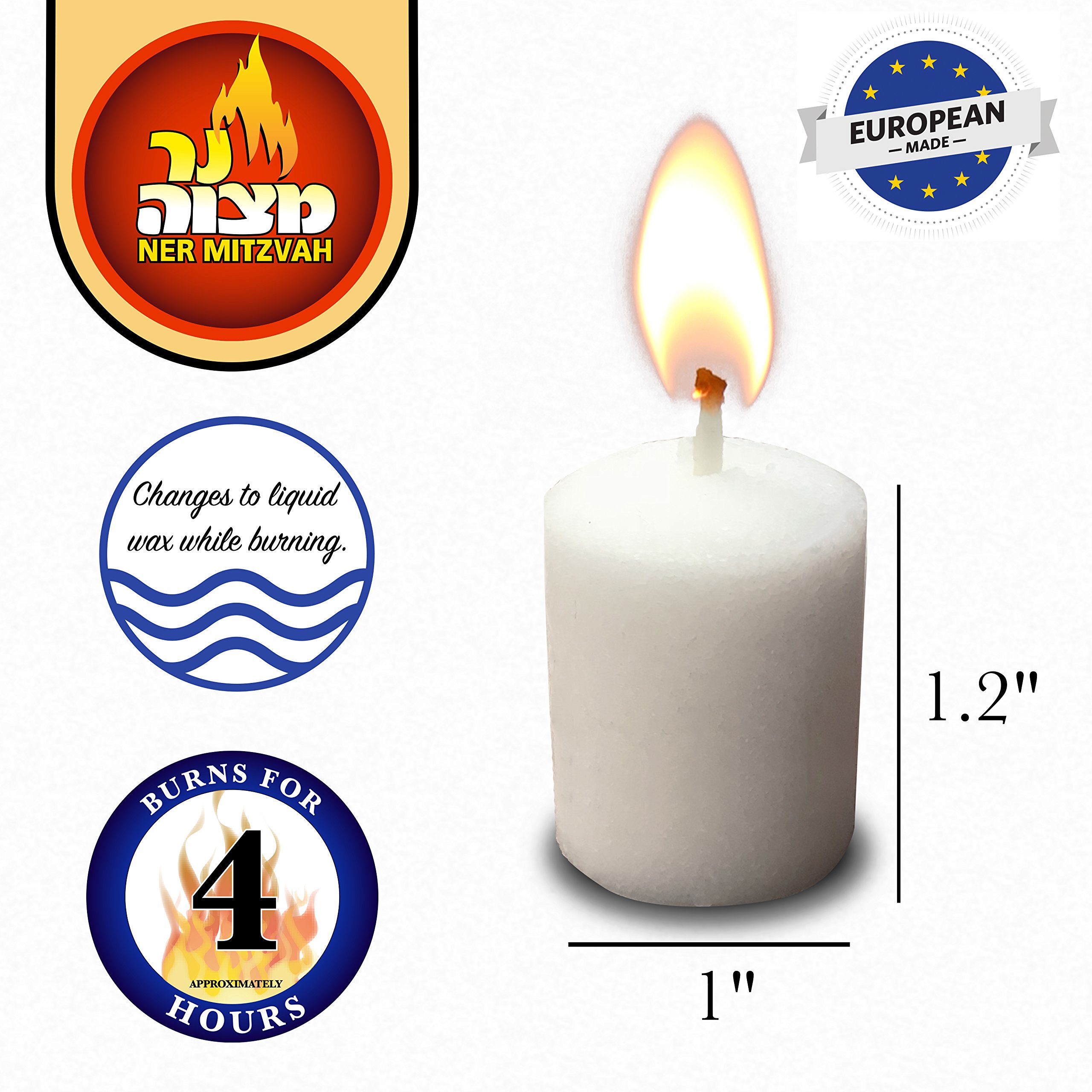 Ner Mitzvah Velas Neironim 4 horas Shabbat Neronim vela votiva cera 72 unidades