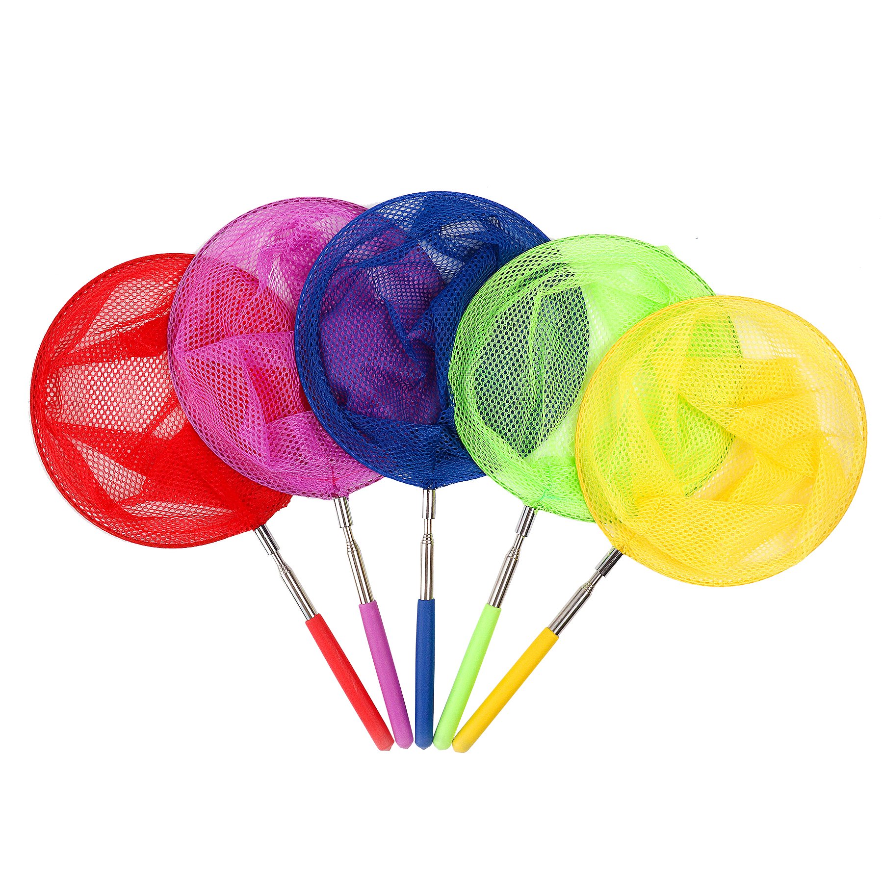 Kids Telescopic Butterfly Fishing net Bug Catcher for Kids Butterfly Nets Outdoor Tools for Catching Insects Extendable 34 Inches and Anti Slip Grip(5PCS)