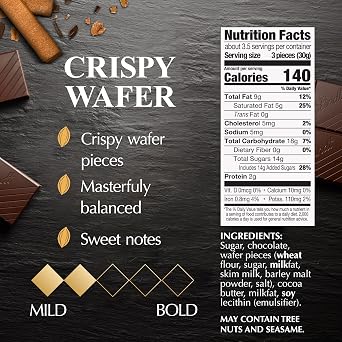 Lindt EXCELLENCE Crispy Wafer Dark Chocolate Candy Bar, Dark Chocolate with Crispy Wafer Pieces, 3.5 oz. Bar (12 Pack)