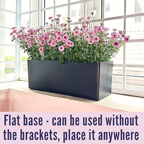 Miniatura 4 de LaLaGreen - Macetero para plantas de interior (14 pulgadas, 2 unidades), color negro, rectangular, con riego automático, macetas con drenaje,