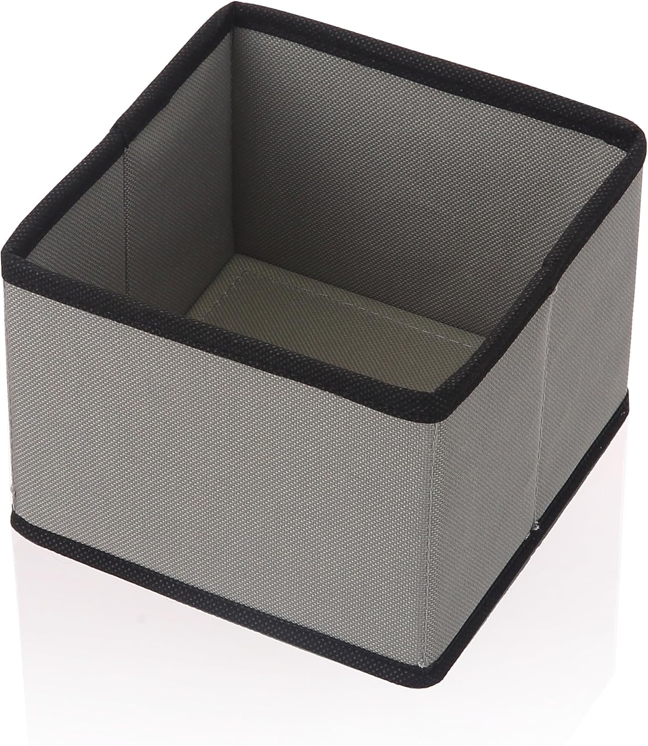 YBM HOME Foldable Cube Storage Bin Basket Container, Great Tote Organizer for Closet, Drawer, Dresser and Home Organization, Gray with Black Trim (1, Medium)