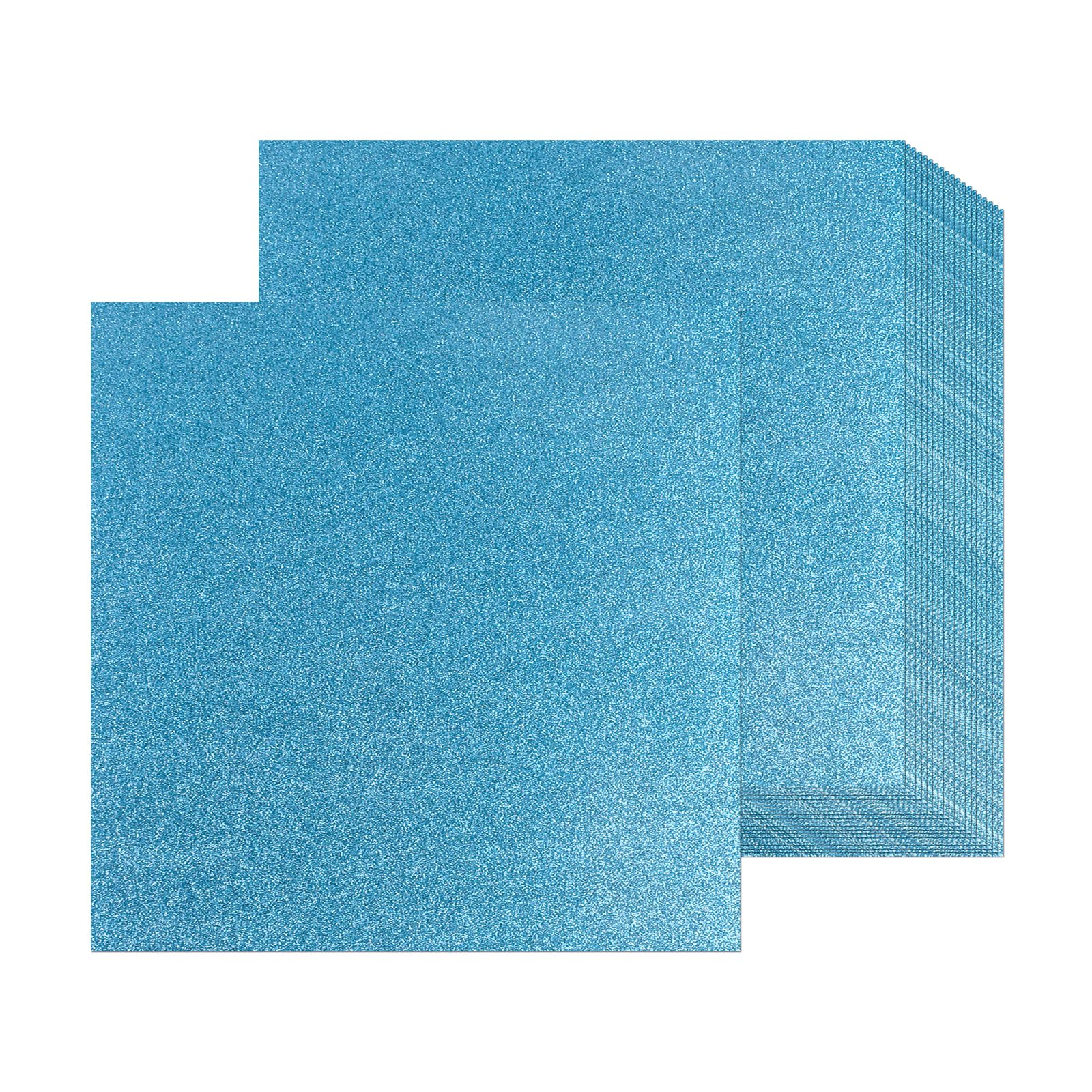 12 Sheets Light Blue Glitter Cardstock Paper 30 x 30cm, Thick Glitter Craft Paper 250gsm Sparkle Cardstock for Scrapbook DIY Art Project Greeting Cards Wedding Birthday Party Decoration (Light Blue)