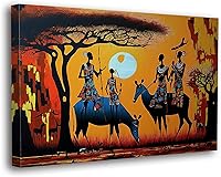 Vista 30 de SpiritualHands Máscaras africanas - Lienzo decorativo para pared, lienzo de dama africana, vibrante arte de pared africano hecho a mano