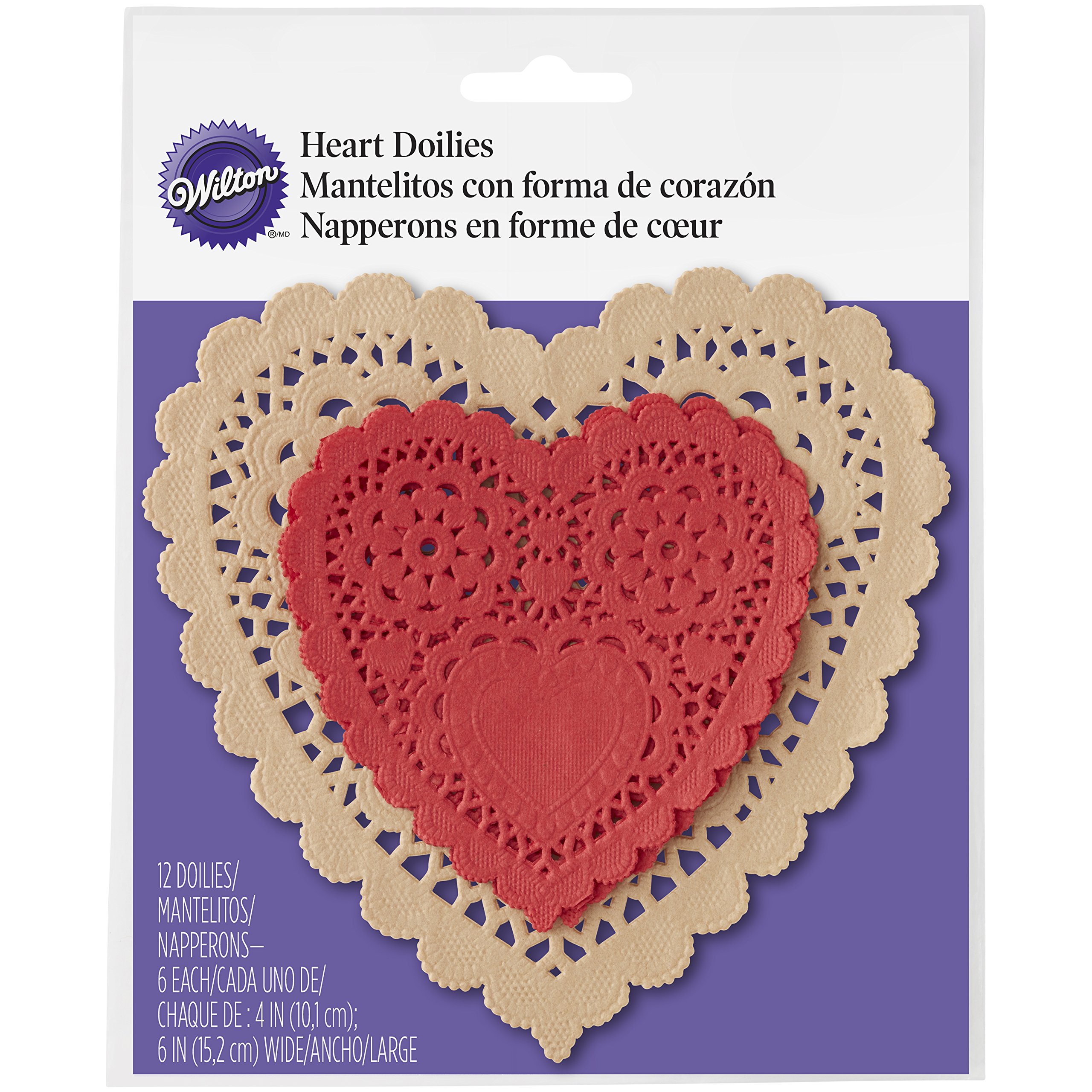 Wilton 12 Count Red Craft Hearts Assorted Doily, 6